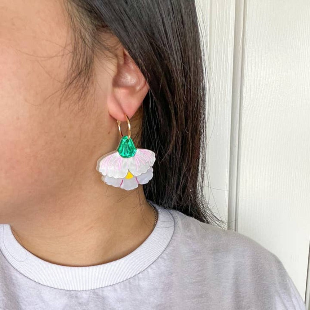 Handmade Carnation Acrylic Dangle Earrings for Women - Lightweight Fashion Jewelry for Party, Wedding & Everyday Wear