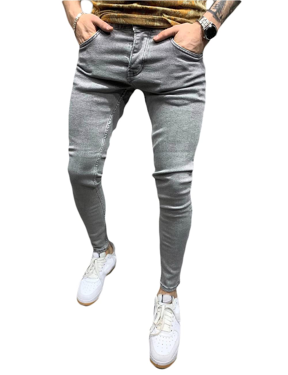 Mywinway Men's Skinny Slim Fit Stretch Denim Jeans - Comfortable & Stylish for Casual Wear, Night Out, and Everyday Fashion
