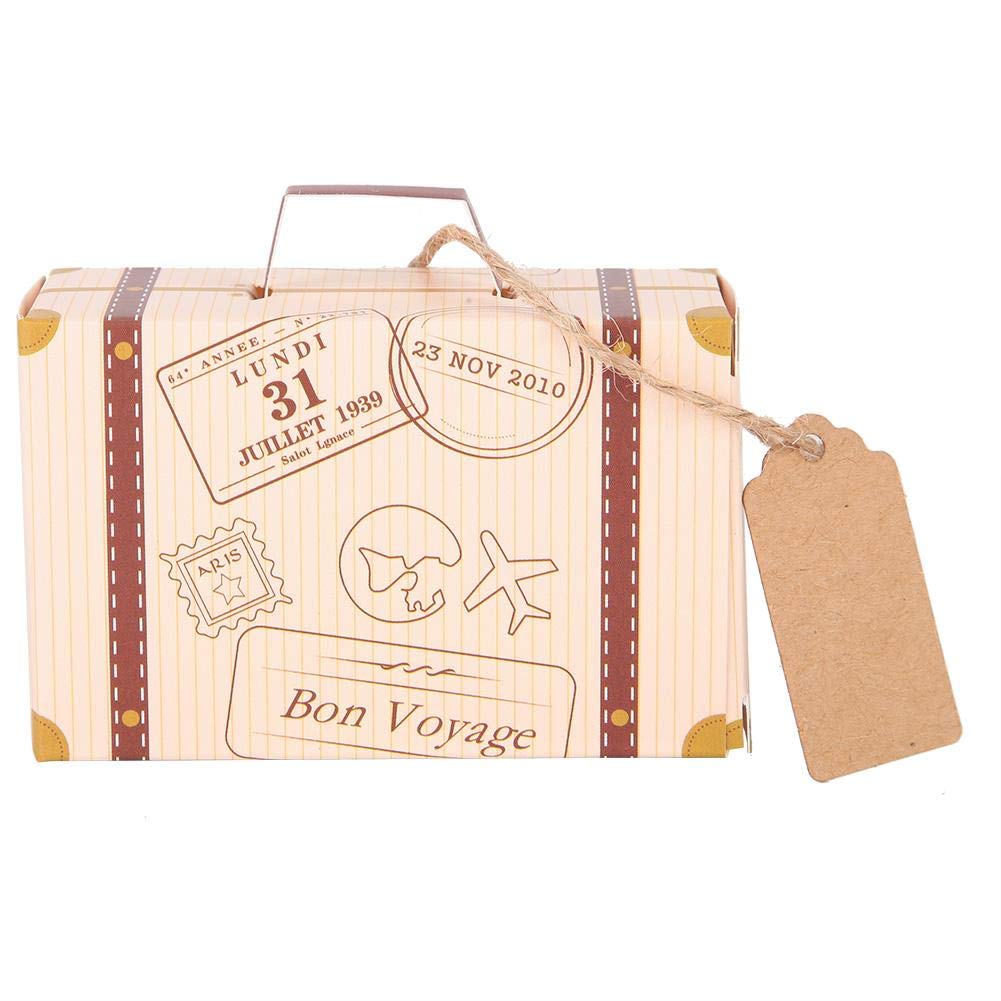50pcs Mini Suitcase Favor Boxes - Vintage Travel Theme Candy Gift Bags for Wedding, Birthday & Bridal Shower Party Favors - Perfect for DIY Party Decorations & Sweet Treats Packaging