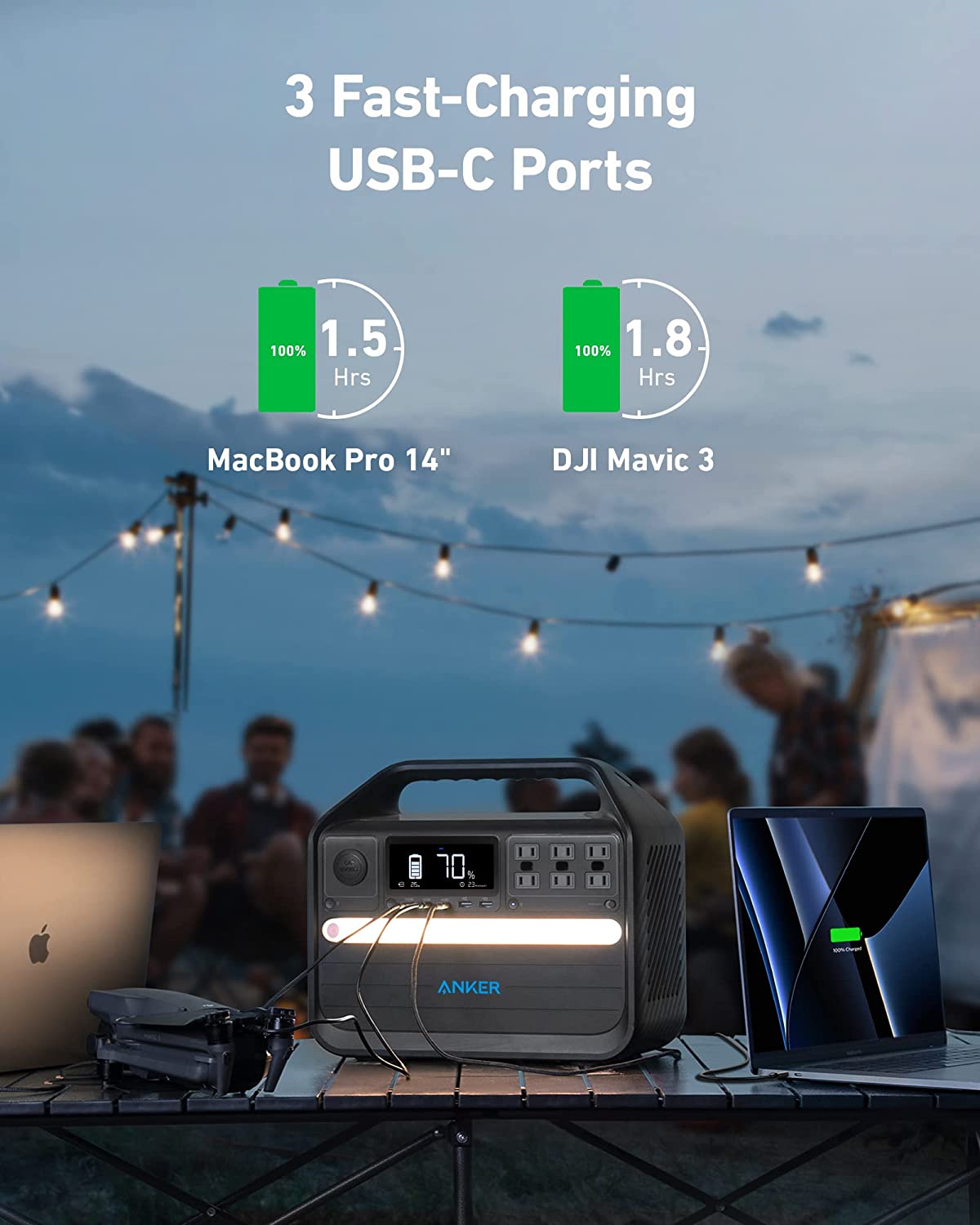 Anker 555 Portable Power Station 1024Wh/1000W - Solar Generator for Camping, RV, Emergencies & Outdoor Adventures | Compact & Powerful Backup Battery for Home & Travel