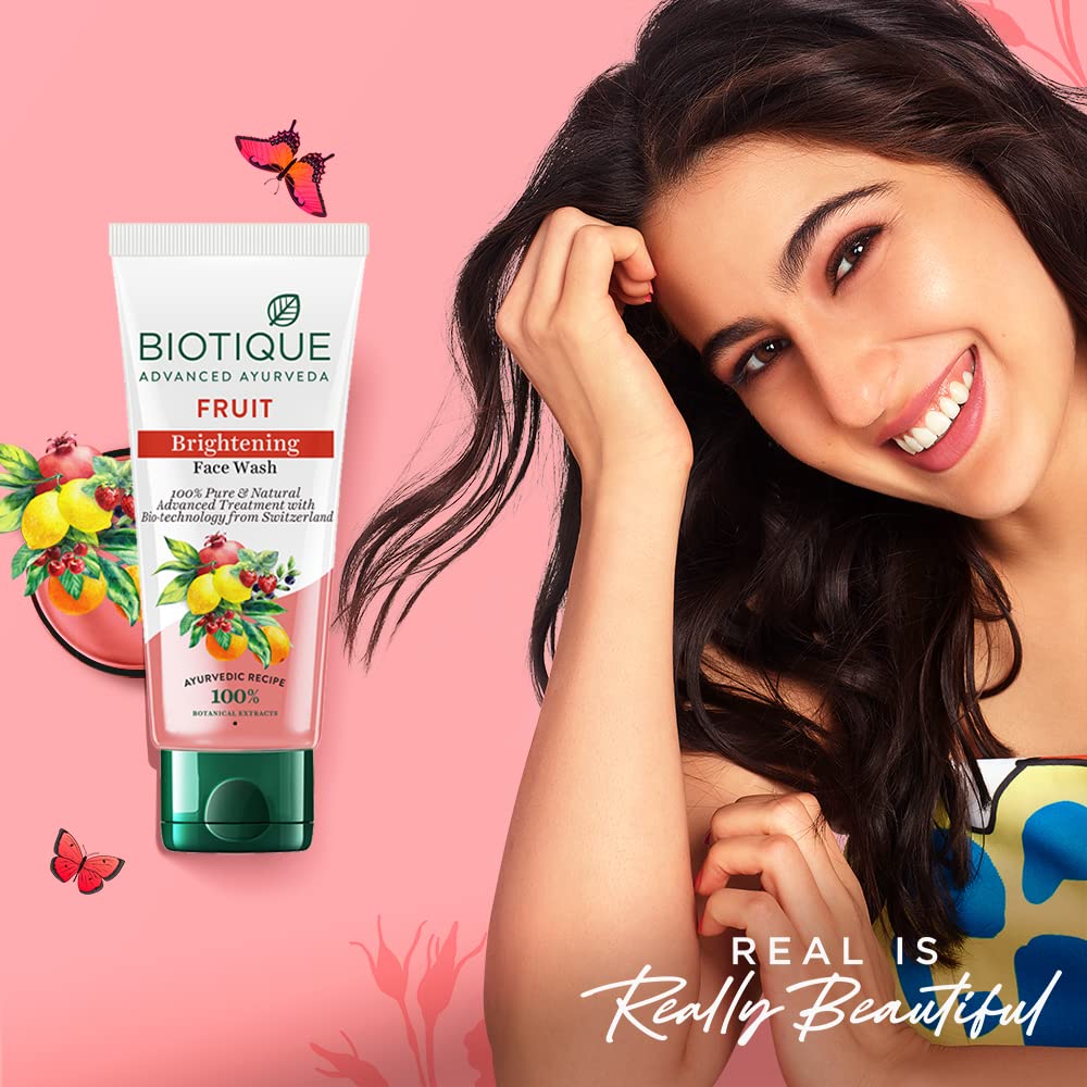 Biotique Bio Fruit Whitening & Brightening Lip Balm 12g & Face Wash 100ml - Natural Skincare for Glowing Lips & Clear Skin - Perfect for Daily Beauty Routine & Travel Essentials