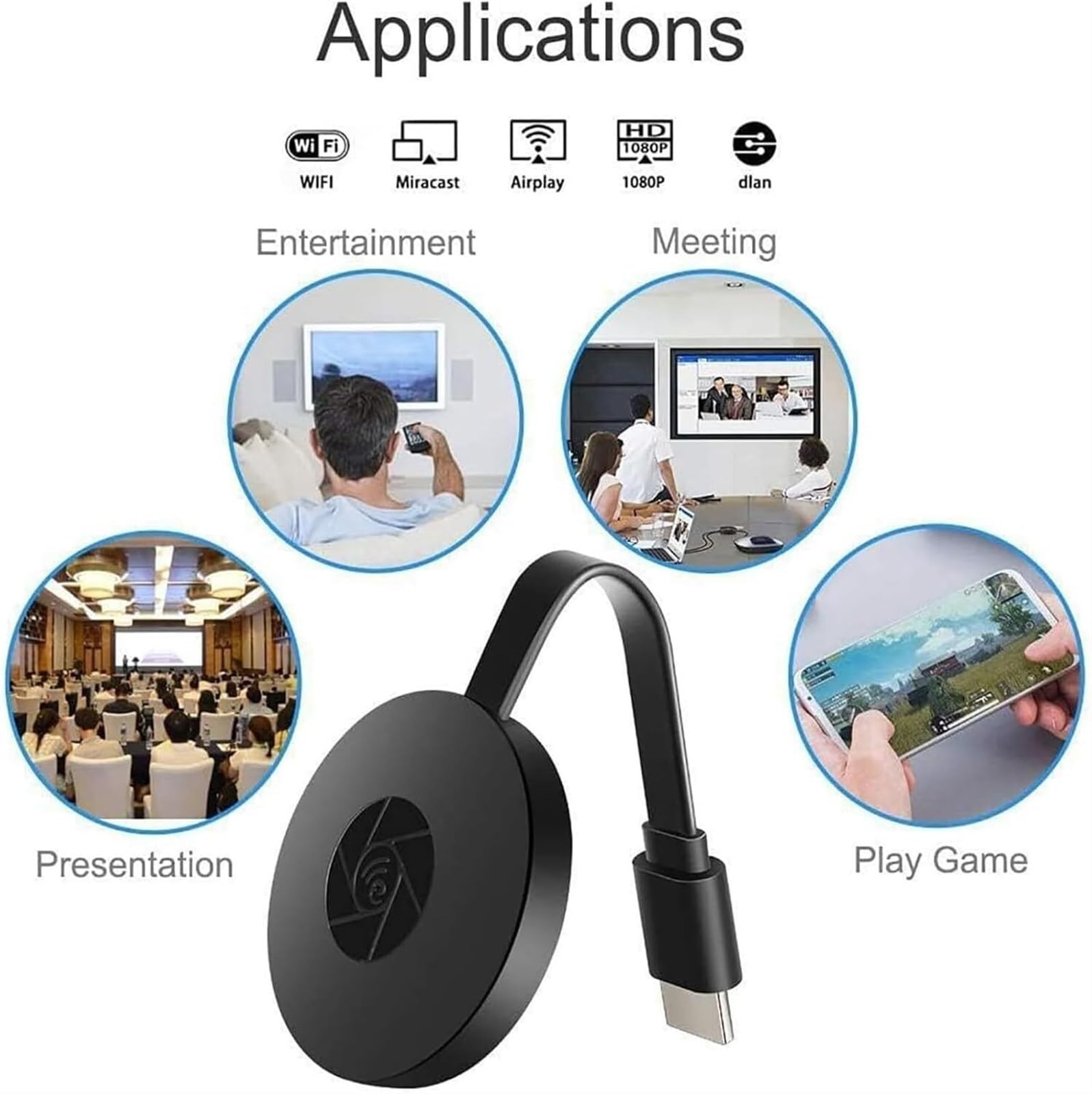 Castview TV Streaming Device - 1080p Wireless Display Adapter & Screen Projector for Smart TV, Laptop, Phone | Perfect for Home Entertainment, Office Presentations & Gaming