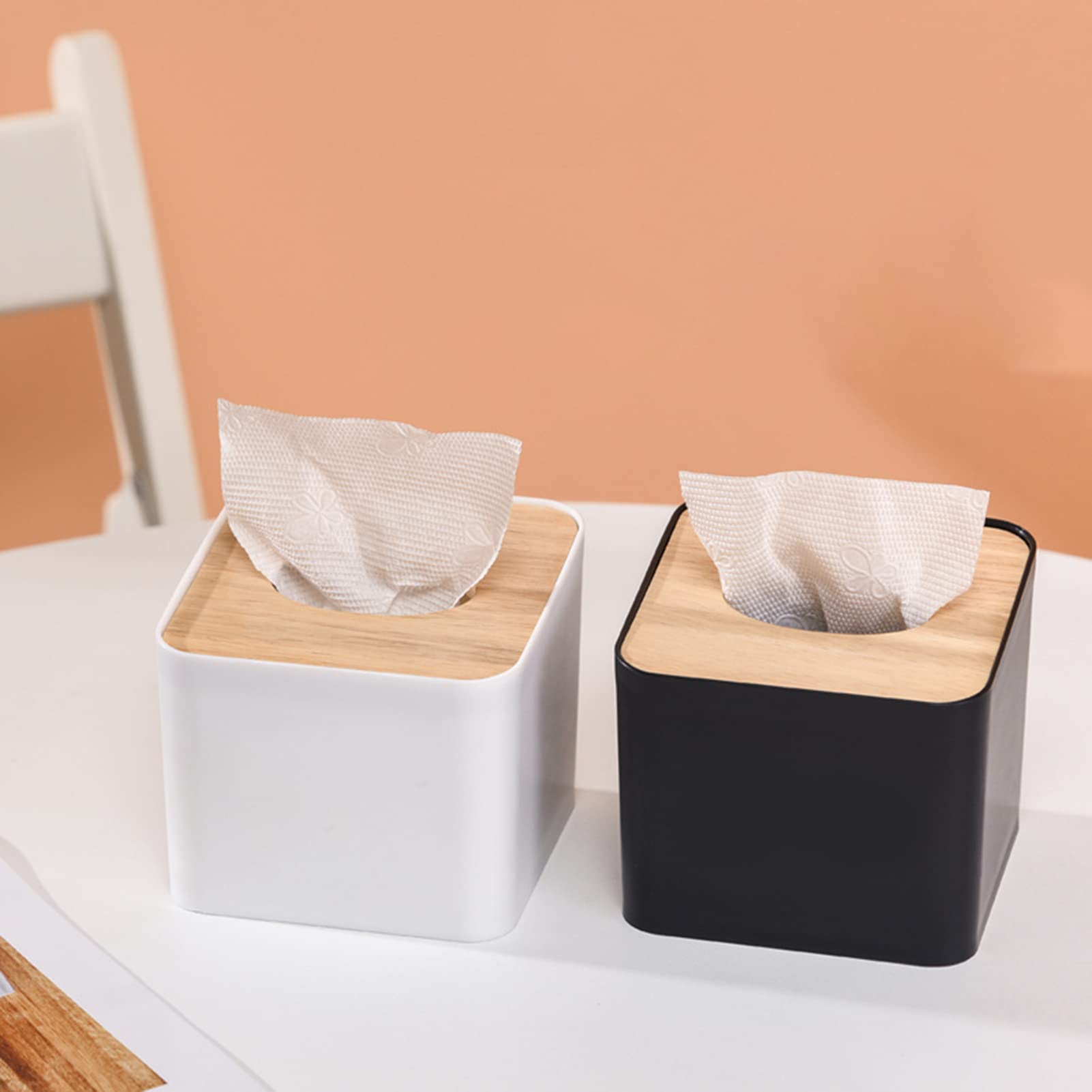 Sturdy White Tissue Box Cover for Disposable Facial Tissues - Mini Square Tissue Dispenser Holder for Bathroom, Kitchen, Office & Living Room - Durable Paper Towel Rack for Home & Workplace Use