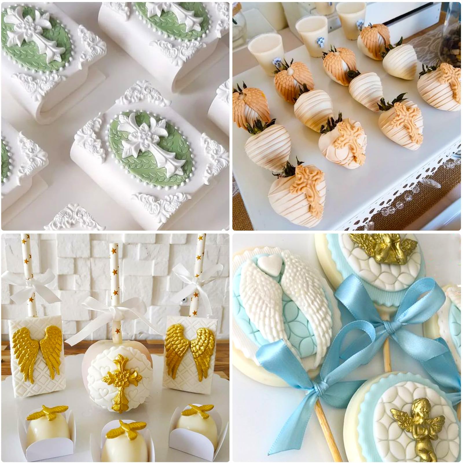 Angel Wings & Cross Silicone Molds for Cake Decorating - Baptism, Cupcake Topper, Chocolate, Sugarcraft, Gum Paste & Resin Molds - Perfect for Wedding, Baby Shower & Religious Celebration Cakes