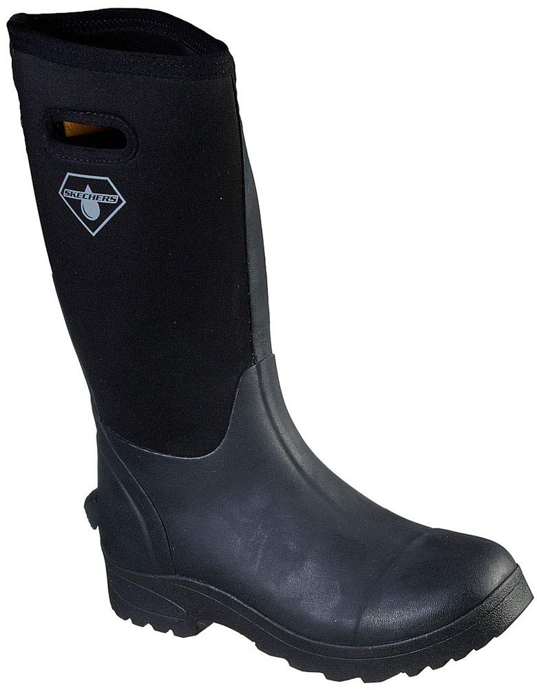Skechers Work Wierton Men's Waterproof Rubber Boots - Black Size 7 | Slip-Resistant Safety Shoes for Construction, Gardening & Outdoor Work