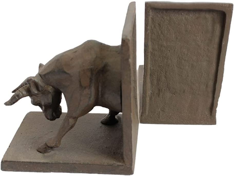 Unique Modern Iron Art Bullfighting Bookends - Heavy Duty Anti-Skid Book Stoppers for Office, Living Room & Meeting Room Decor - Perfect for Bookshelves, Home & Office Organization