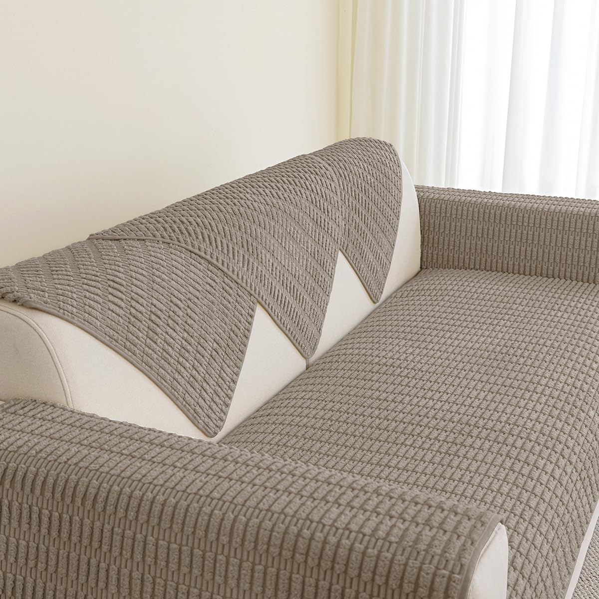Non-Slip Sofa Armrest Covers Set of 2 (26x26 Inch, Brown) - Furniture Protector for Couches & Chairs | Perfect for Living Room, Office, and Home Decor