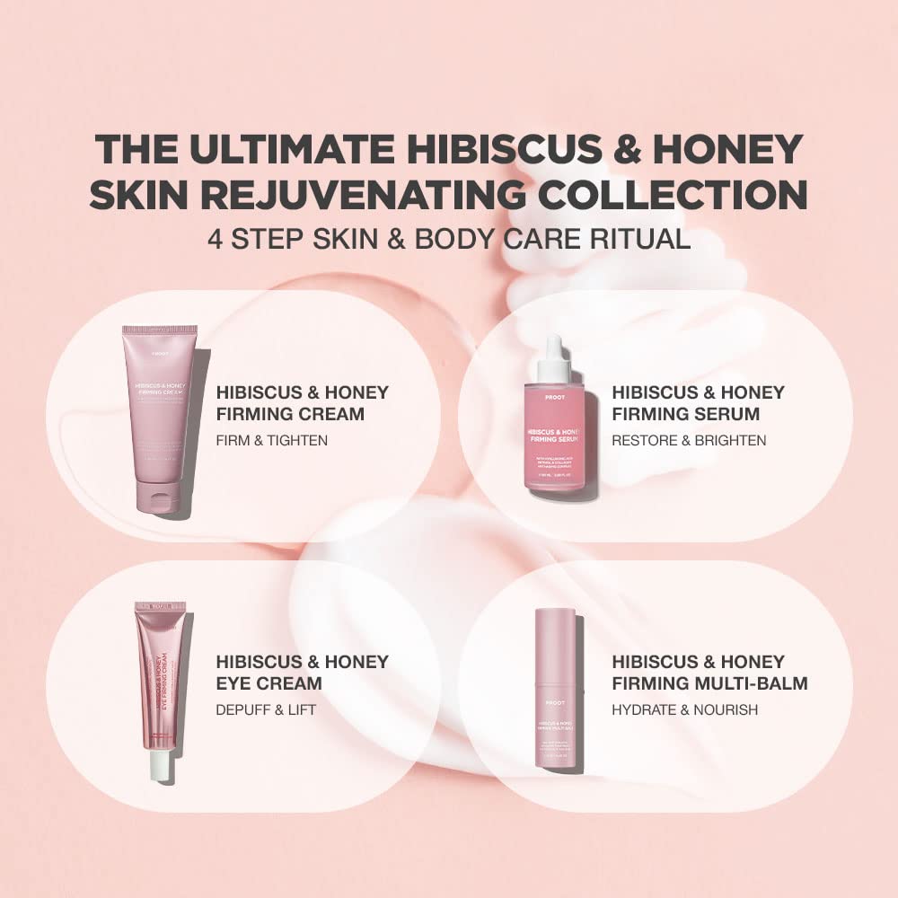 PROOT Hibiscus Honey Firming Cream & Eye Balm Bundle - For Face, Neck & Body Care