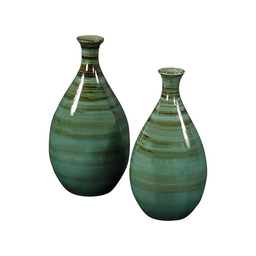 Premium Glass Aqua Vase Set of 2 - Elegant Water Flower Vases for Home Decor, Wedding Centerpieces & Office Desk Decorations