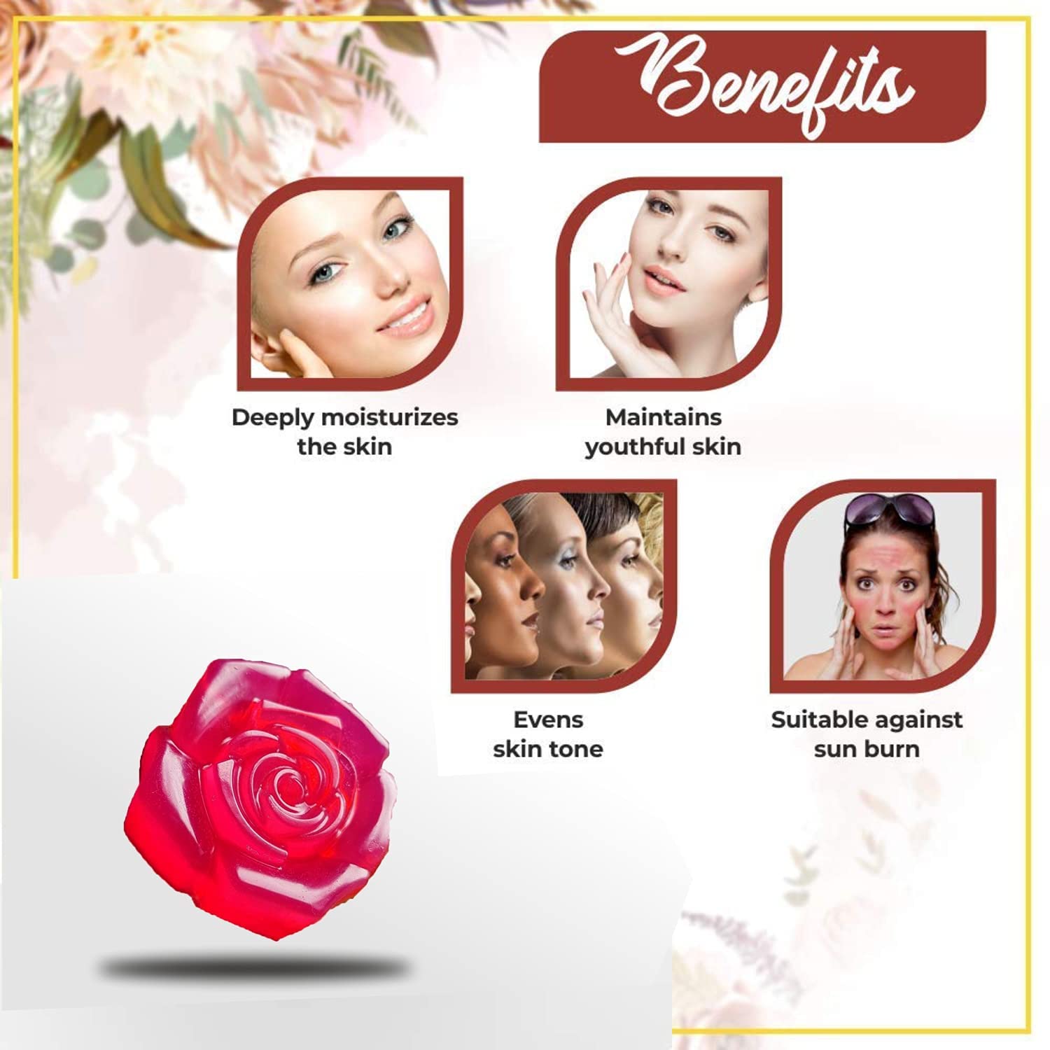 BADAHAIR® Organic Rose Sandalwood Soap for Glowing Skin - Handmade, Herbal, Natural, Paraben & Sulfate Free (Set of 3x100g) - Perfect for Daily Face Cleansing & Spa Relaxation