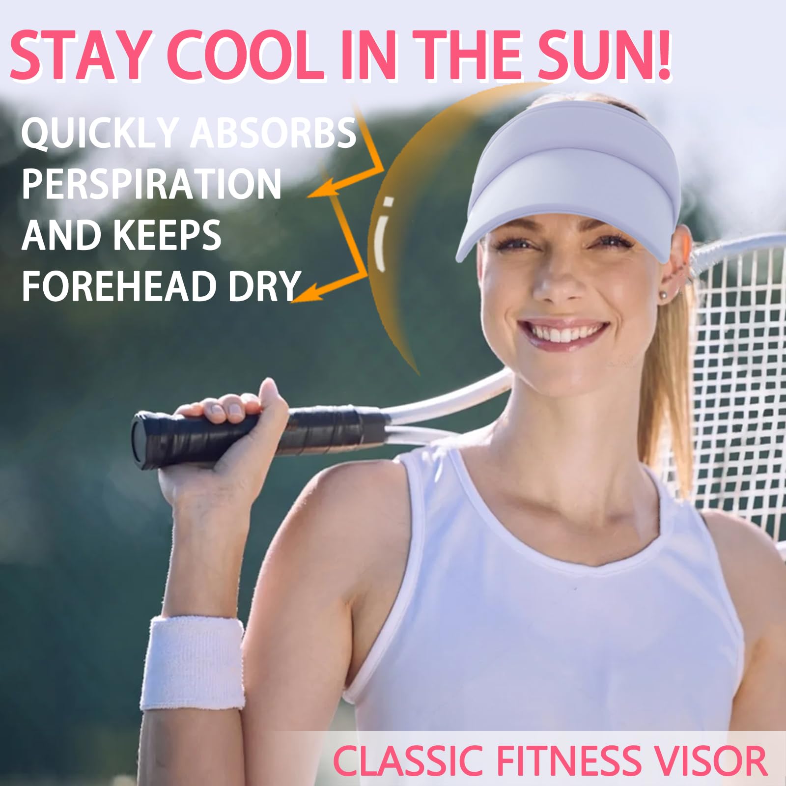 Women's & Men's UPF 50+ Sun Protection Visor Hat - Adjustable Wide Brim Sports Cap for Golf, Running, Hiking & Outdoor Activities - Breathable Mesh Design for Summer Sun Safety
