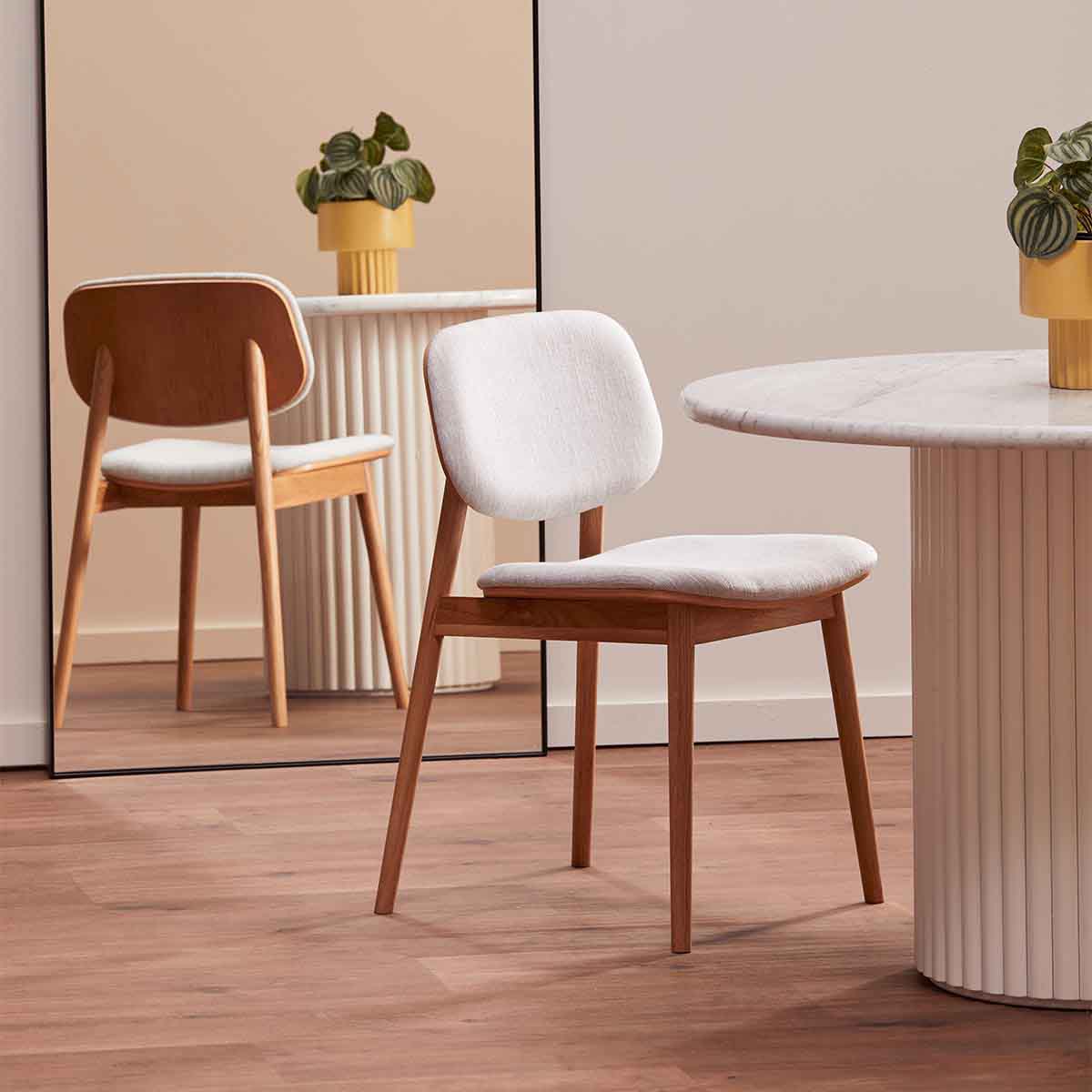 Lando Fabric Dining Chair - Solid Oak Wood Frame, Comfortable Upholstered Seat - Perfect for Kitchen, Dining Room, and Home Office Use