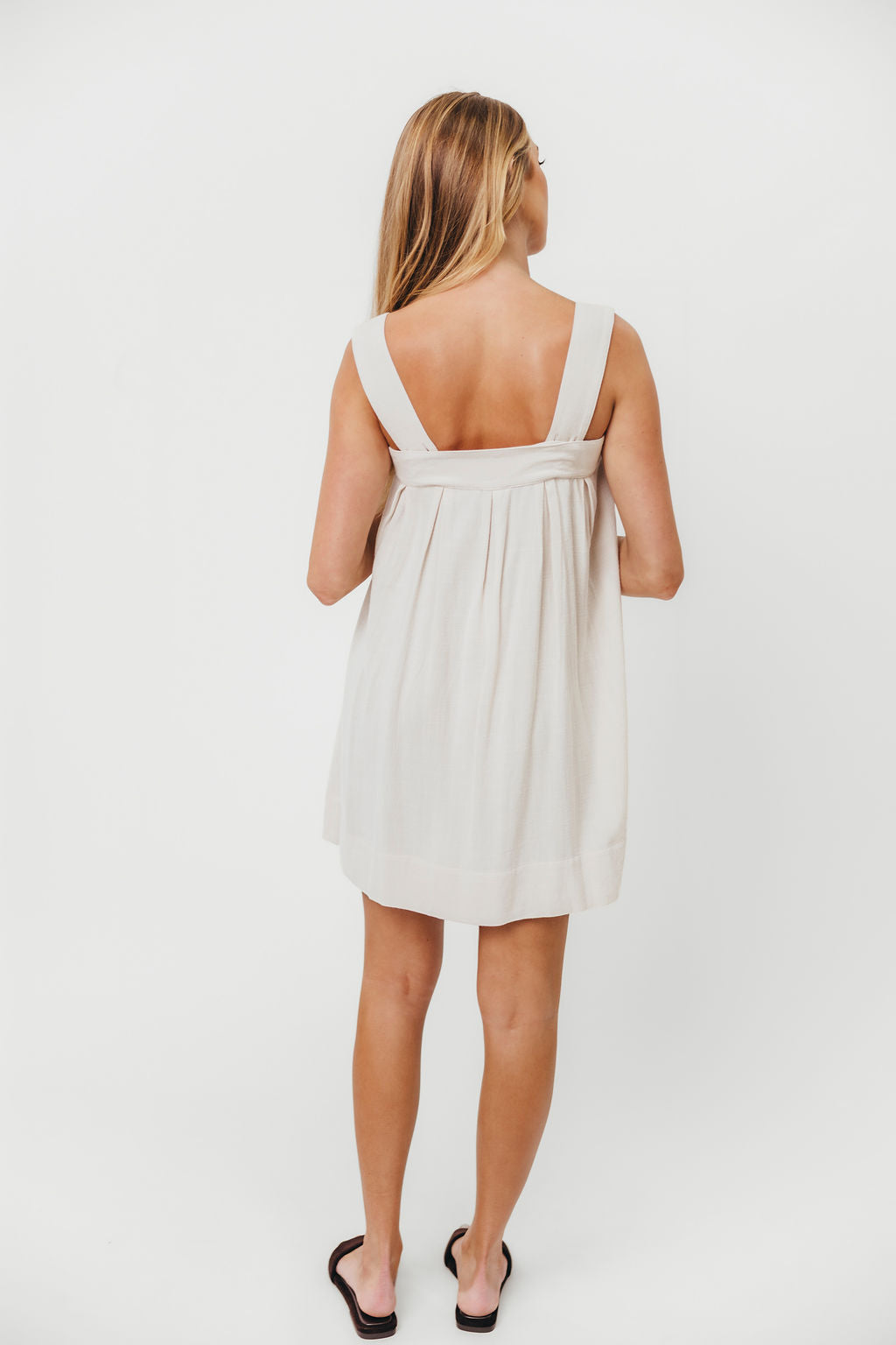 Palermo 100% Cotton Mini Dress in Cream - Women's Summer Casual Short Sleeve Flowy Dress for Beach, Vacation & Date Night