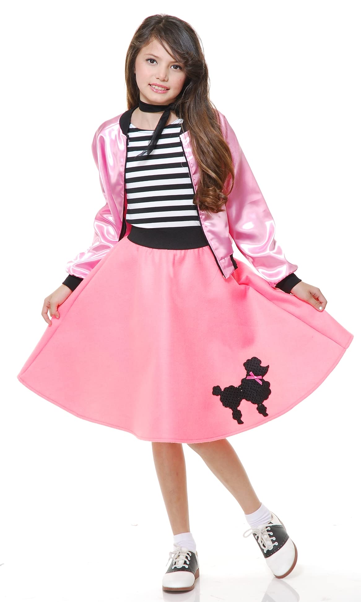 Poodle Skirt for Kids - Pink Bubble Gum Costume with Elastic Waistband | 50s Party Outfit