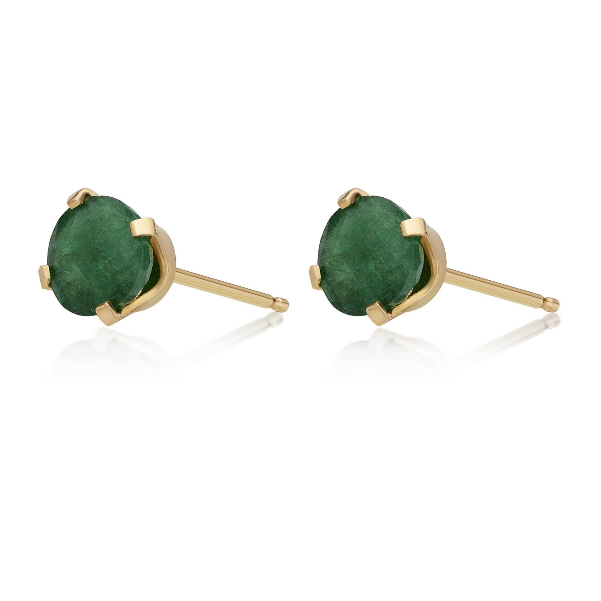 Natural Gemstone Round Stud Earrings for Women - 14k Yellow/White Gold, 5mm Push Back Birthstone Jewelry by Lavari Jewelers | Perfect Gift for Birthday, Anniversary & Everyday Elegance