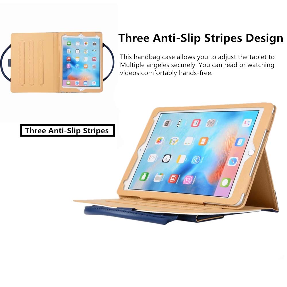 Stylish Leather iPad Case for 9th/8th/7th Gen & 10.2-Inch iPad/Air/Pro - Slim Stand Cover with Handbag Design in Blue | Perfect for Work, Travel & Home Use