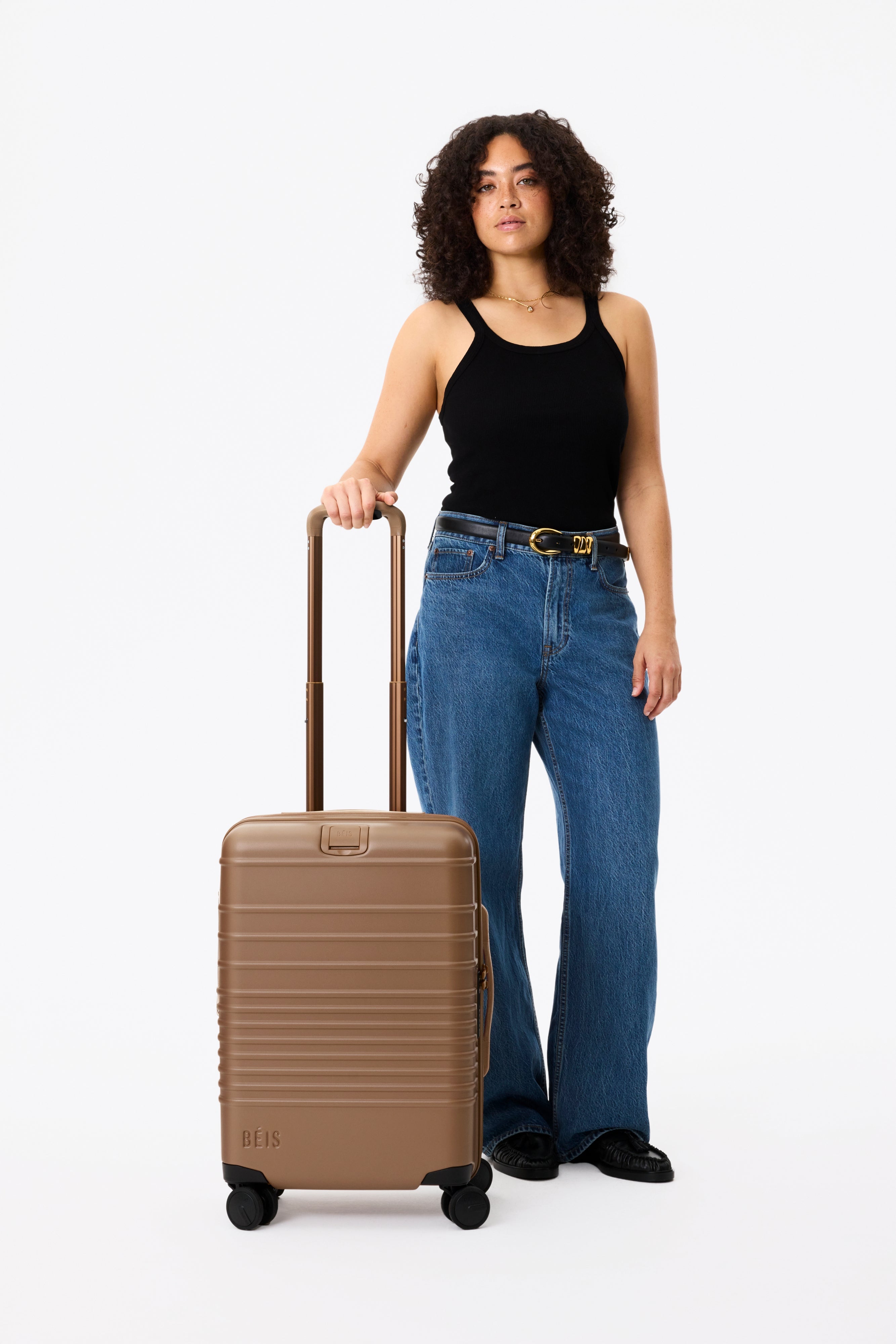 Premium Camel-Colored Carry-On Roller Luggage - Lightweight & Durable for Business Travel & Weekend Getaways
