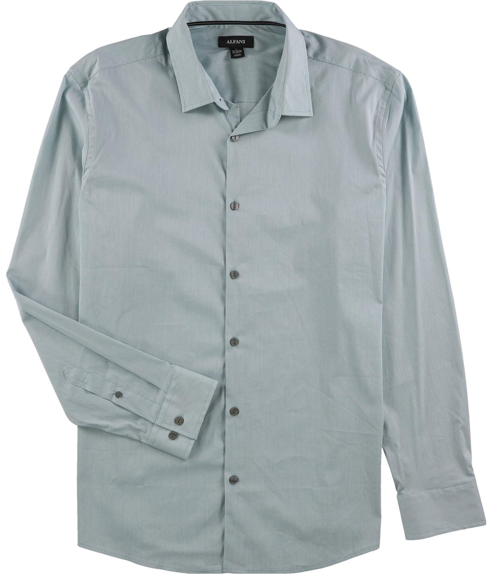 Alfani Men's Striped Button-Up Shirt | Slim Fit Casual Dress Shirt for Office, Business & Formal Wear