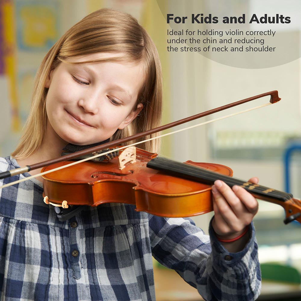 Premium Violin Shoulder Rest 4/4 & 3/4 Size - Soft Sponge & Nylon Padding for Comfort - Adjustable Black Shoulder Support - Ideal for Students, Professionals & Practice Sessions