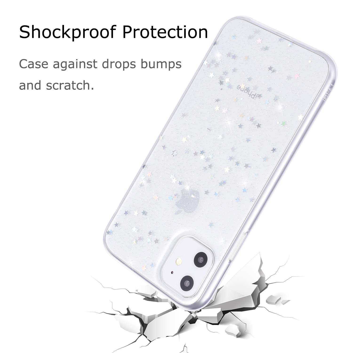 QLTYPRI Spark Glitter iPhone 12 Pro Max Case (6.7 inch) - Cute Shining Bling Star Design, Ultra Slim Shockproof Transparent Soft TPU Protective Cover - Perfect for Everyday Use, Parties, and Gift Giving