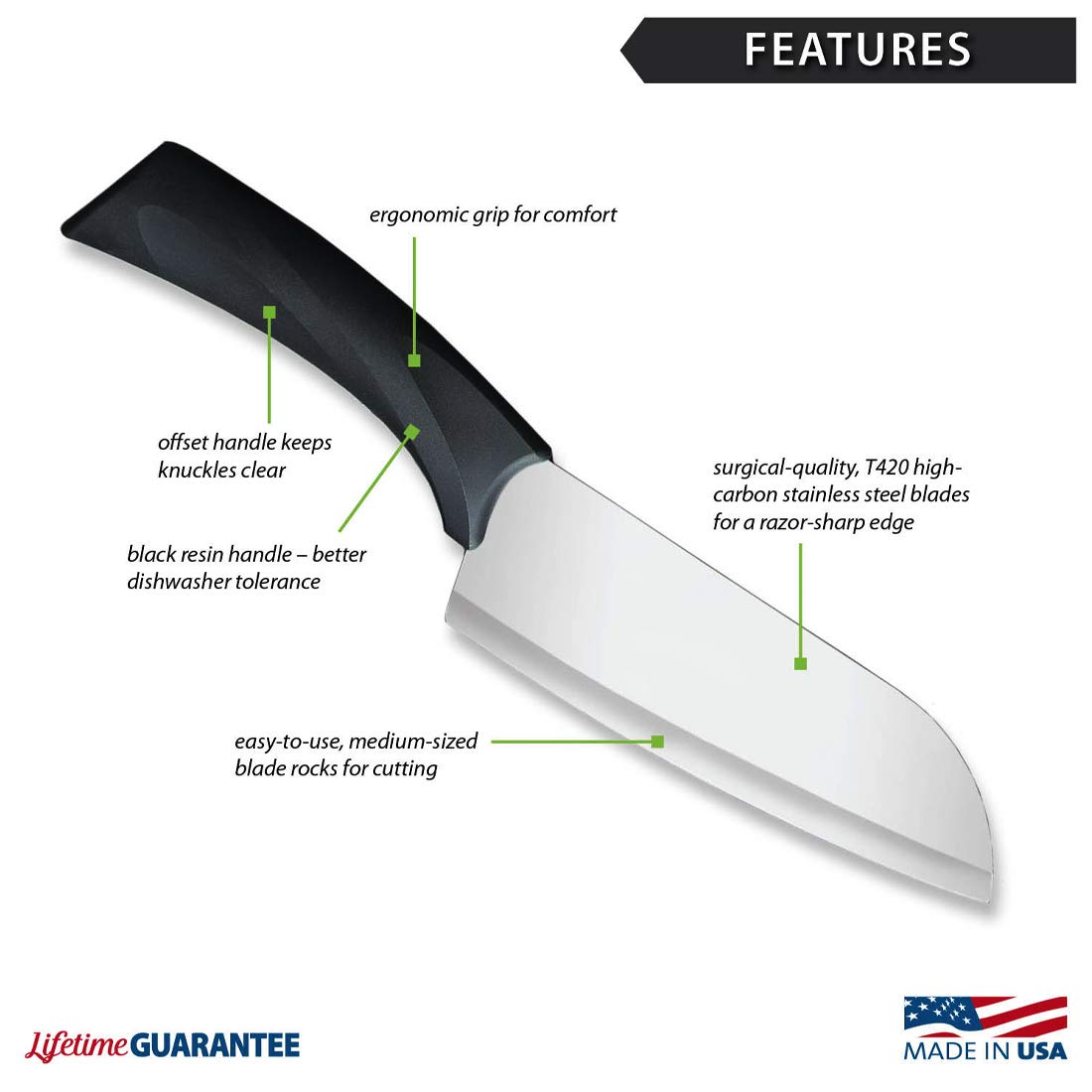 Rada Cutlery Anthem Series 8-inch Chef Knife Set of 2 - Ergonomic Black Handle Kitchen Knives for Professional Cooking & Meal Prep - Perfect for Home Chefs, Restaurants & Culinary Gifts