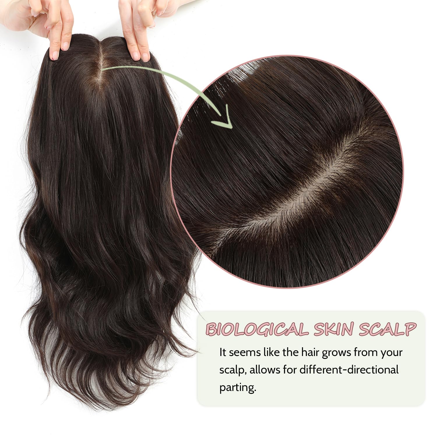 PANEWAY 14-inch Wavy Human Hair Topper with 9x9 Skin Scalp - Natural Looking Hair Piece for Women with Thinning Hair or Hair Loss | Perfect for Daily Wear, Special Occasions & Styling