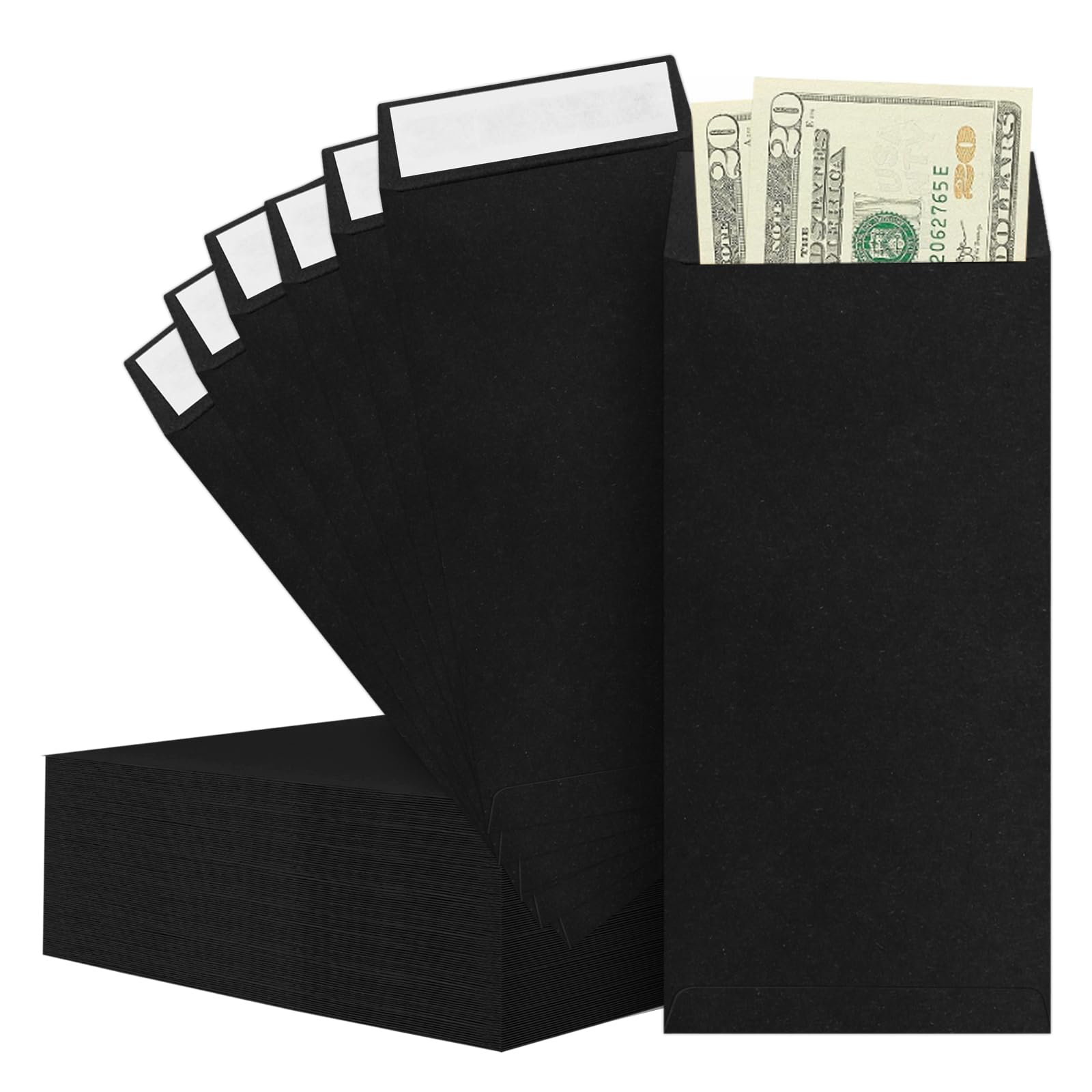 120 Cash Envelopes for Money Saving Challenge - 3.2x6.6 Inch Black Budget Envelopes (80 GSM) for Cash, Coins, Checks, Gift Cards & Tickets - Perfect for Dave Ramsey Envelope System, Personal Finance & Cash Budgeting