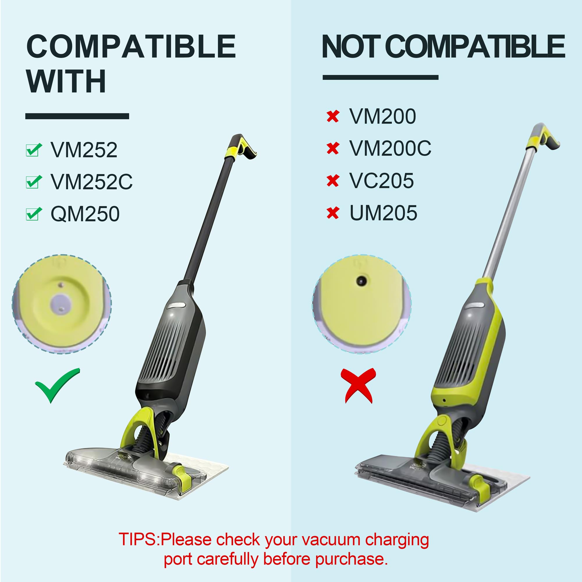 Shark VM252 VM252C QM250 VACMOP Pro Cordless Hard Floor Vacuum Mop Charger - Magnetic Replacement Charger Compatible with Shark Vacuum Mops | Perfect for Hardwood Floors & Tile Cleaning
