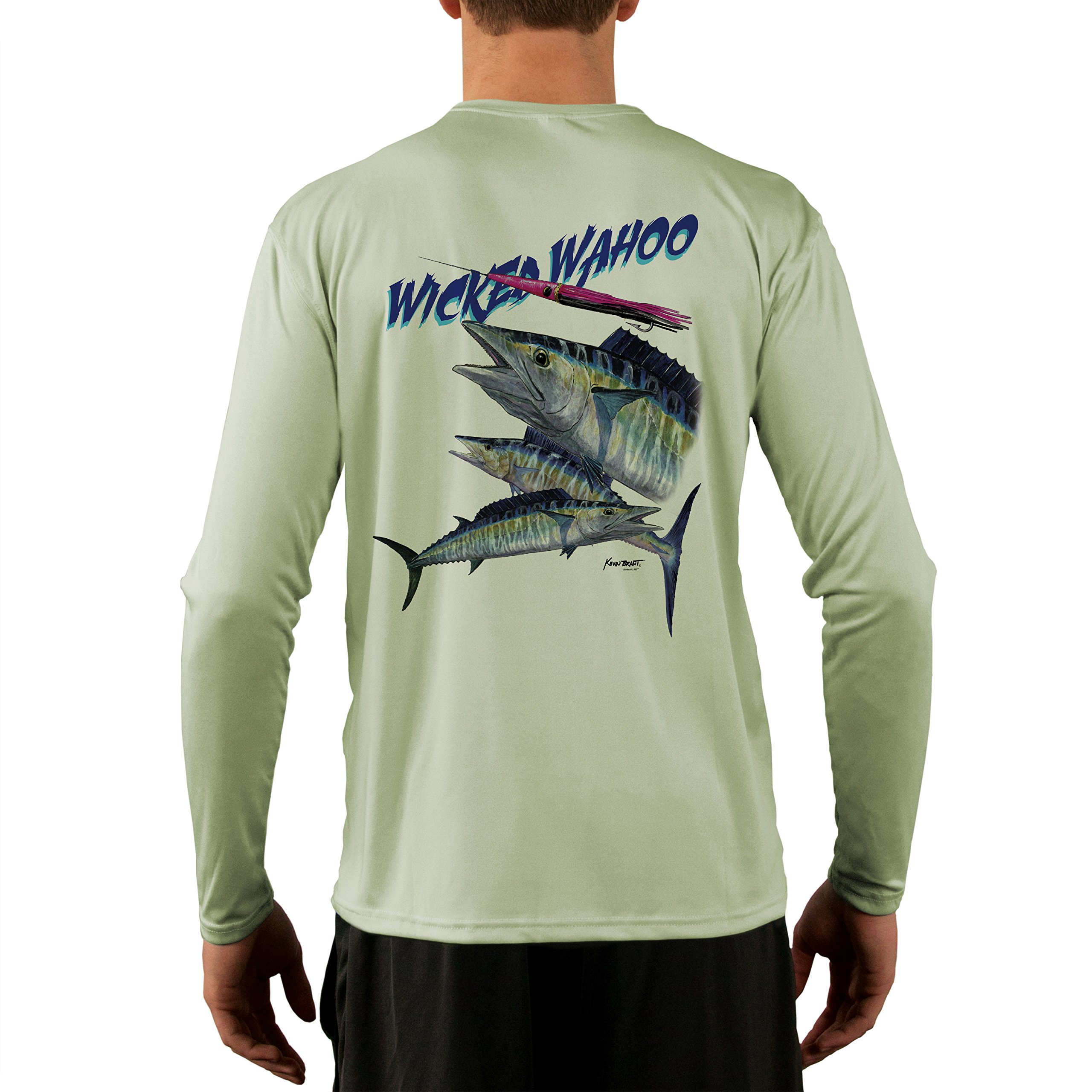 Wicked Wahoo Men's UPF 50+ Sun Protection Fishing Shirt - Long Sleeve Quick Dry Performance Shirt for Outdoor Fishing, Hiking & Water Sports