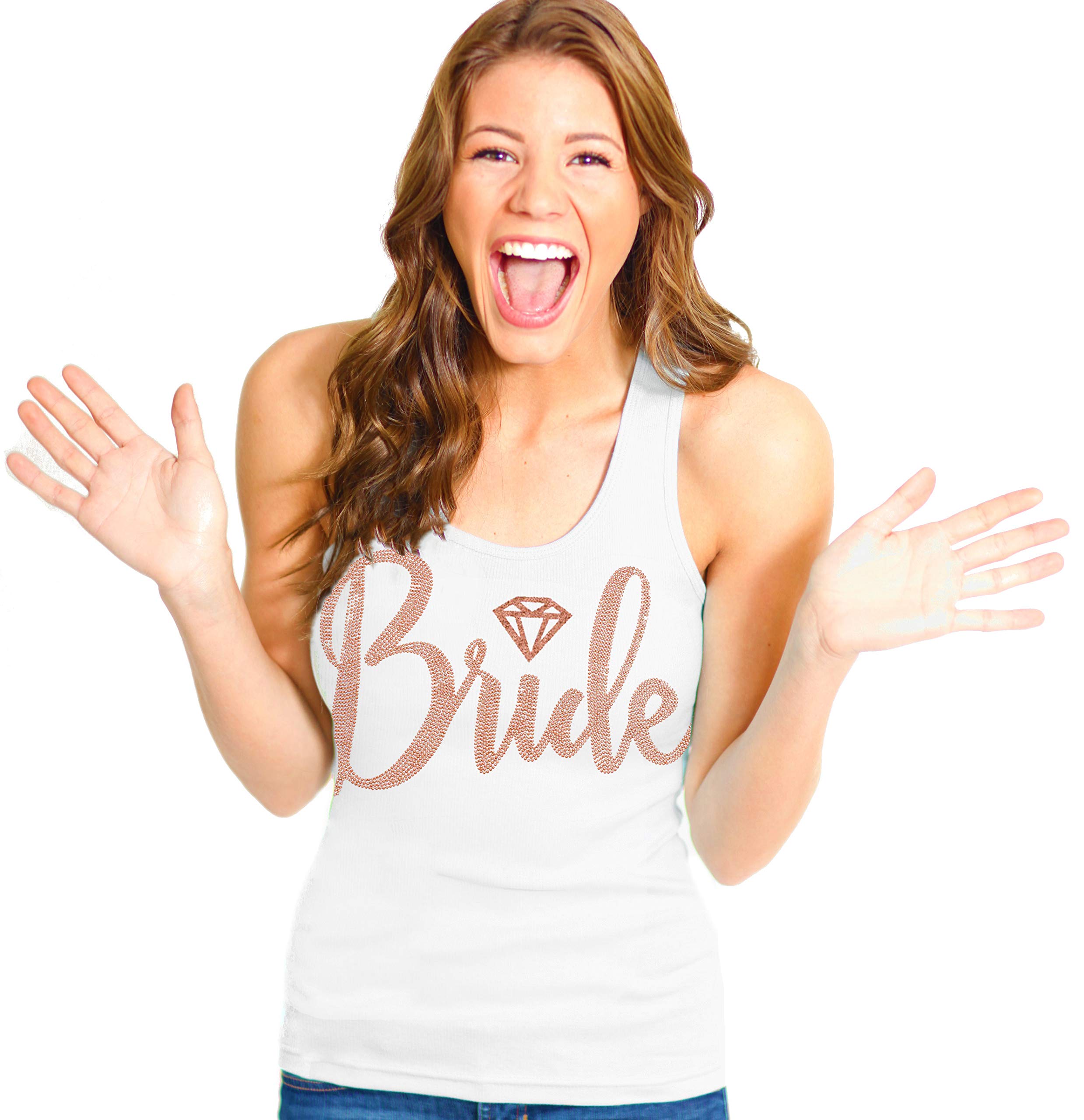 Sparkling Rhinestone Bridal Sash & Bachelorette Shirts for Bride, Bridesmaids & Maid of Honor - Perfect for Wedding Showers, Bachelorette Parties & Bride Squad Celebrations