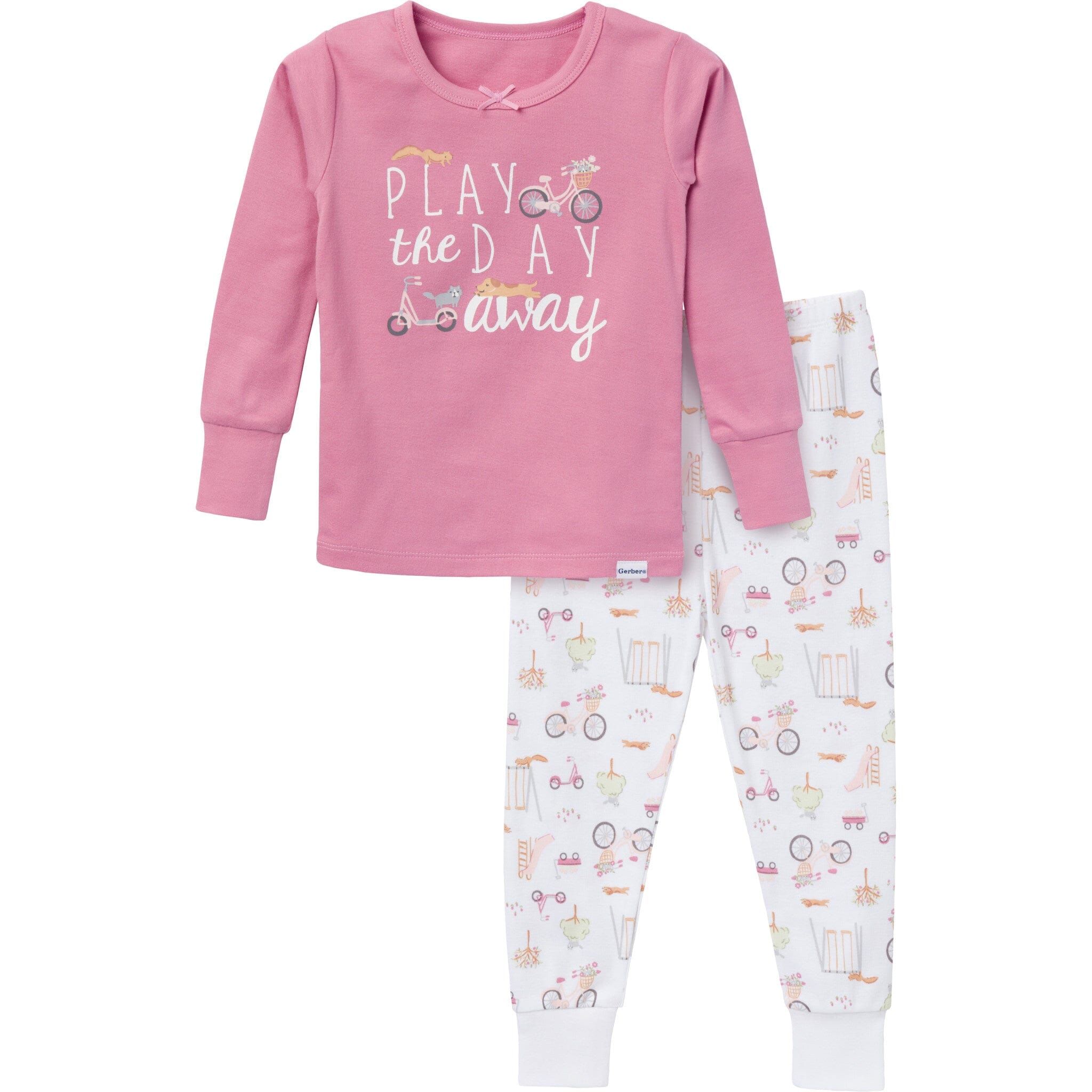 2-Piece Infant & Toddler Girls' Playground Print Long Sleeve Pajama Set - Soft Cotton Sleepwear for Playdates & Bedtime