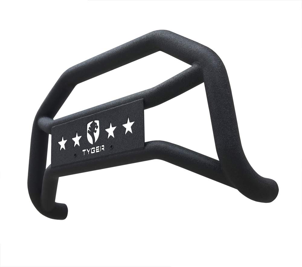 Tyger Auto TG-GD6J60468 Heavy Duty Front Bumper Guard with Bull Bar & Light Mount - Textured Black - Compatible with 2018-2025 Jeep Wrangler JL (Excludes 2021-2024 V8 Models) & 2020-2025 Jeep Gladiator (Not for Mojave Trim) | Off-Road Protection & Style Upgrade for Jeep Adventures