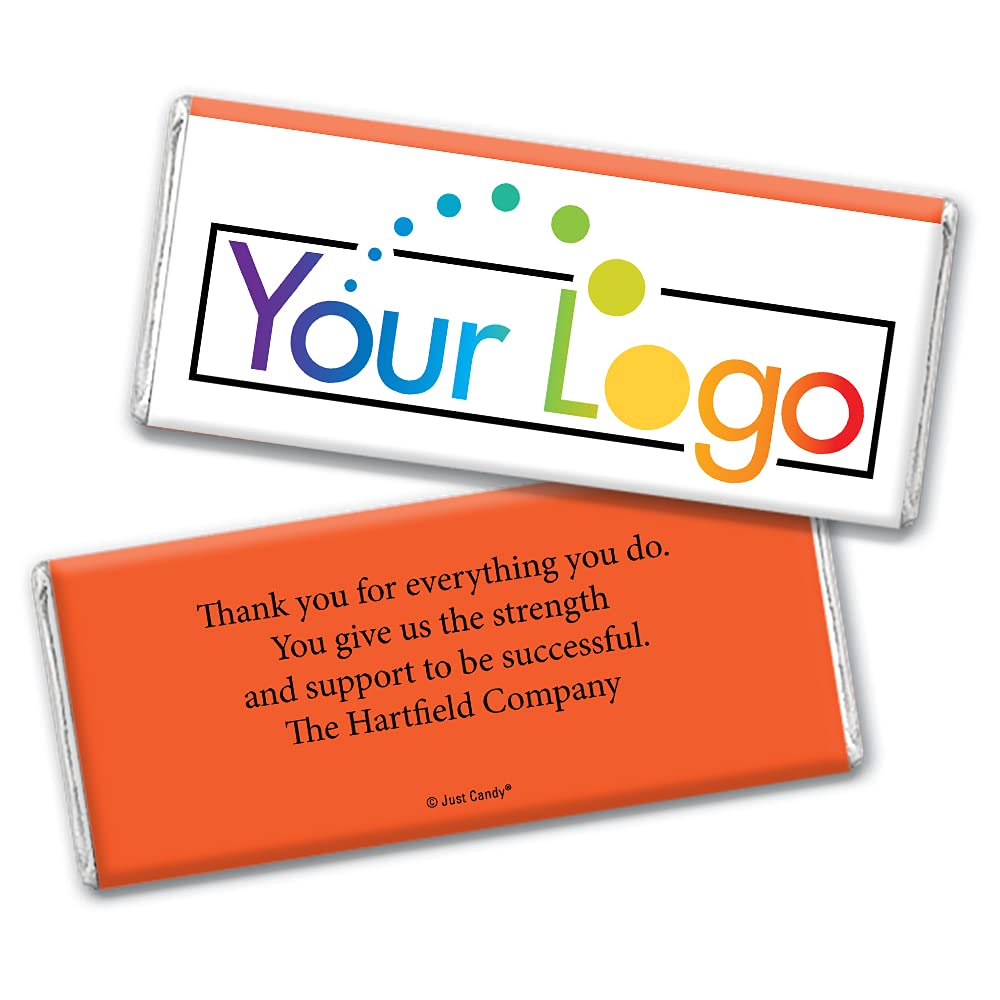 Custom Logo Chocolate Bars - 100 Pack Bulk Orange Candy for Promotions, Events & Giveaways | Perfect for Corporate Gifts, Trade Shows & Party Favors