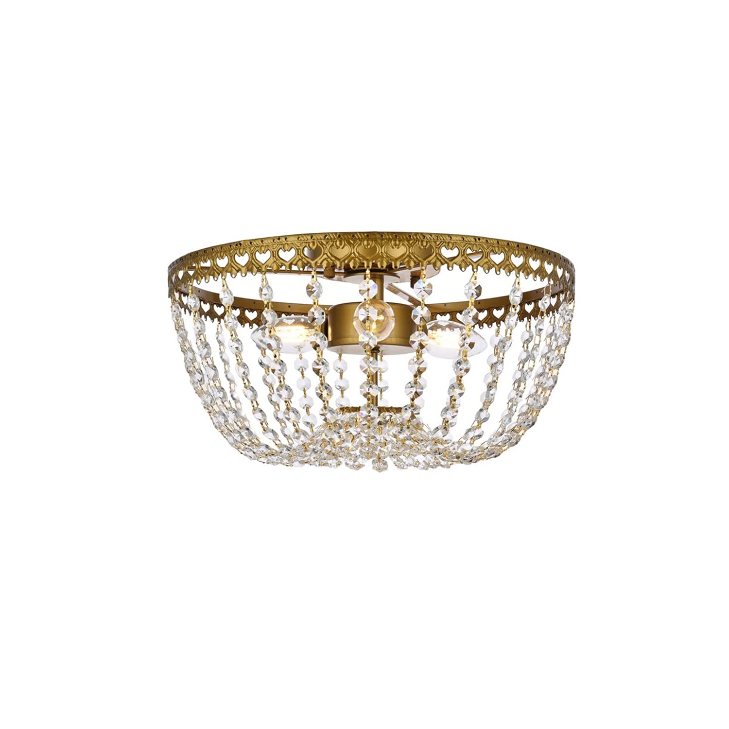 14 Inch Brass Flush Mount Ceiling Light - Modern Indoor Home Decor for Living Room, Bedroom & Kitchen | Energy-Efficient Bright Lighting Fixture