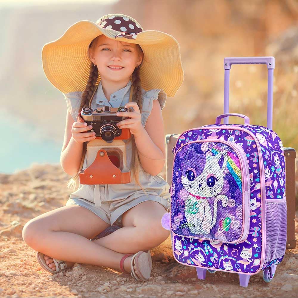 Kids Luggage for Boys & Girls - Cute Rolling Wheels Suitcase for Toddlers & Children | Travel Carry-On Suitcase for Airplane, Vacation & School Trips