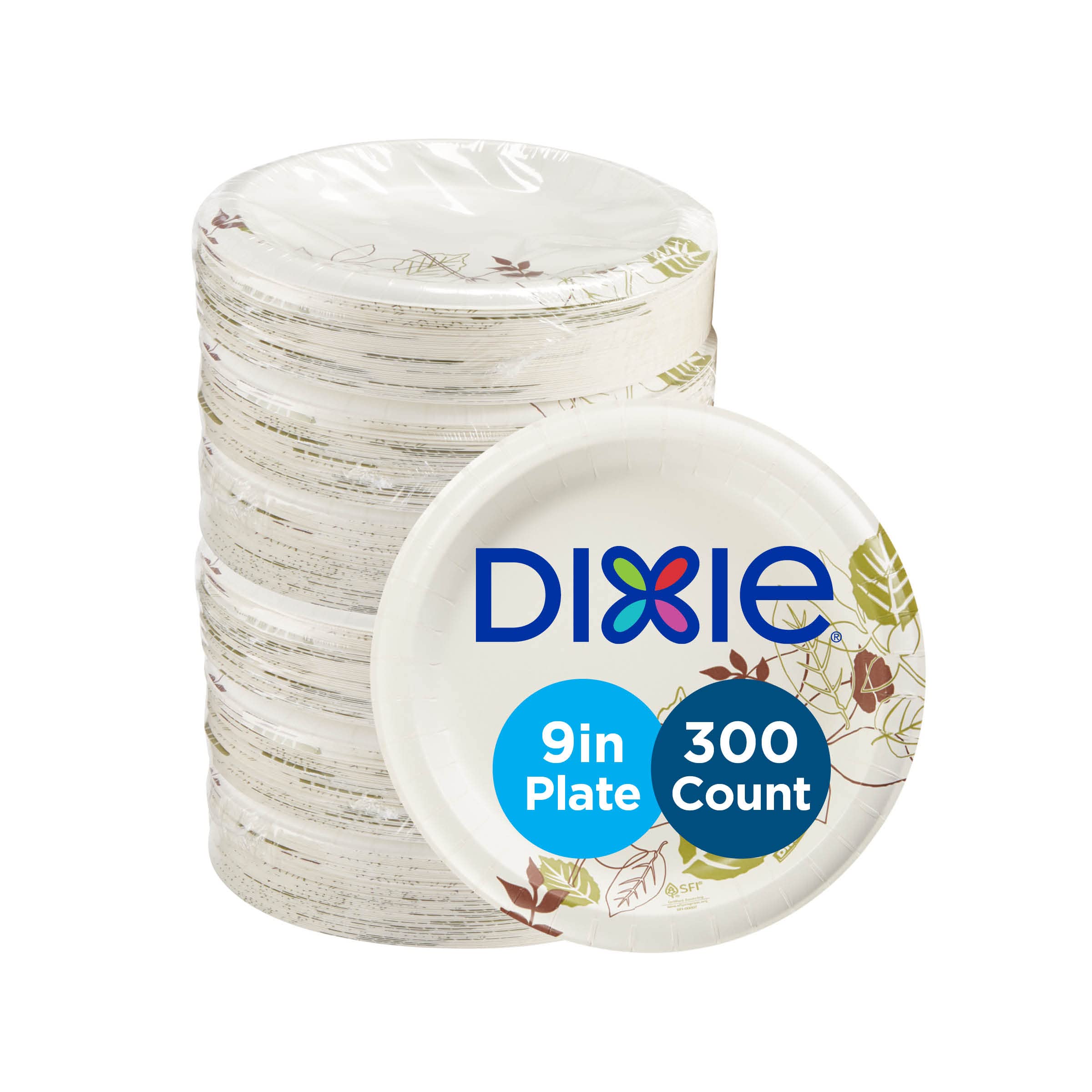 Dixie Bulk Paper Plates 8.5 Inch - 300 Count (6 Packs of 50) - Medium Weight White Disposable Plates for Home, Restaurants, Events & Catering - Perfect for Parties, BBQs, Picnics & Office Lunches - Item #UX9P300