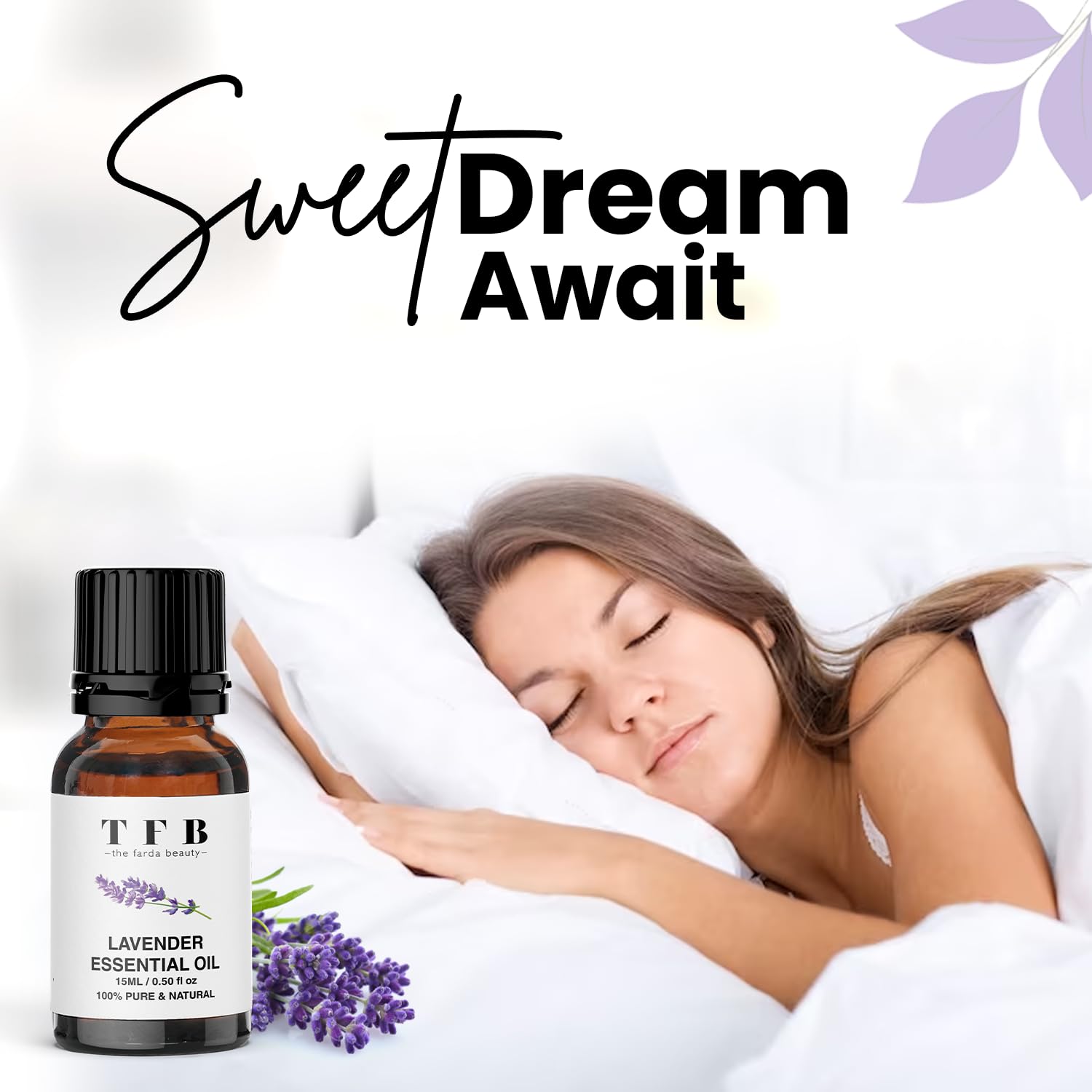 TFB 100% Pure Organic Lavender & Tea Tree Essential Oil Set (2x15ml) - Natural Dandruff & Dry Scalp Treatment, Acne & Pimple Control, Stress Relief - Perfect for Aromatherapy, DIY Skincare & Hair Care