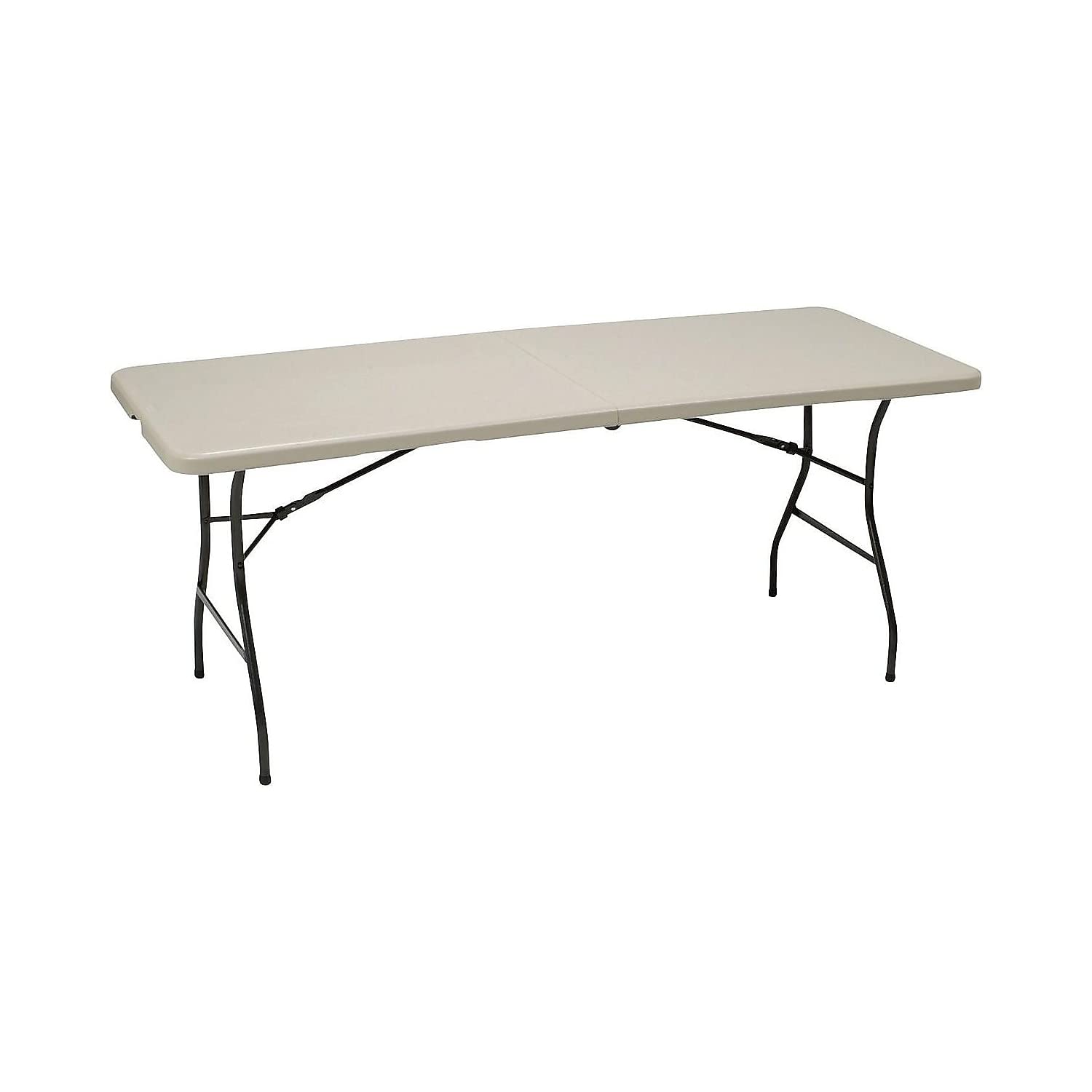 STAPLES 470949 6-Foot Fold in Half Folding Table - Portable & Sturdy for Camping, Picnics, Parties, and Home Office Use
