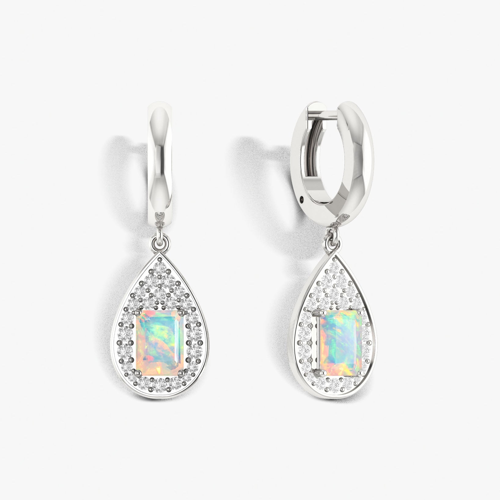 Natural White Opal Hoop Drop Earrings for Women - Dainty Boho Chic Jewelry - Perfect for Weddings, Parties & Everyday Wear