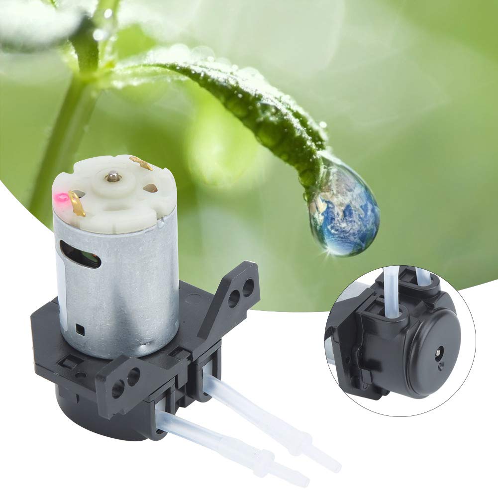 12V DC Peristaltic Liquid Pump - Mini Right Angle Dosing Pump with Large Flow & Snap-on Design - Self Priming Hose Pump for Lab Experiments, Pharmacy, Biotechnology, Aquariums & Home Brewing (Black)