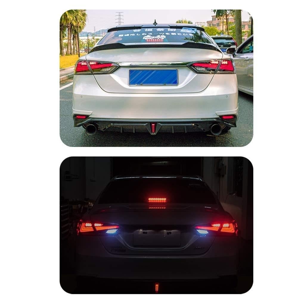 2018-2022 Toyota Camry LED Tail Lights - Clear Lens with DRL, Brake & Turn Signals | Animated Rear Lamps Assembly | Perfect for Night Driving & Car Customization