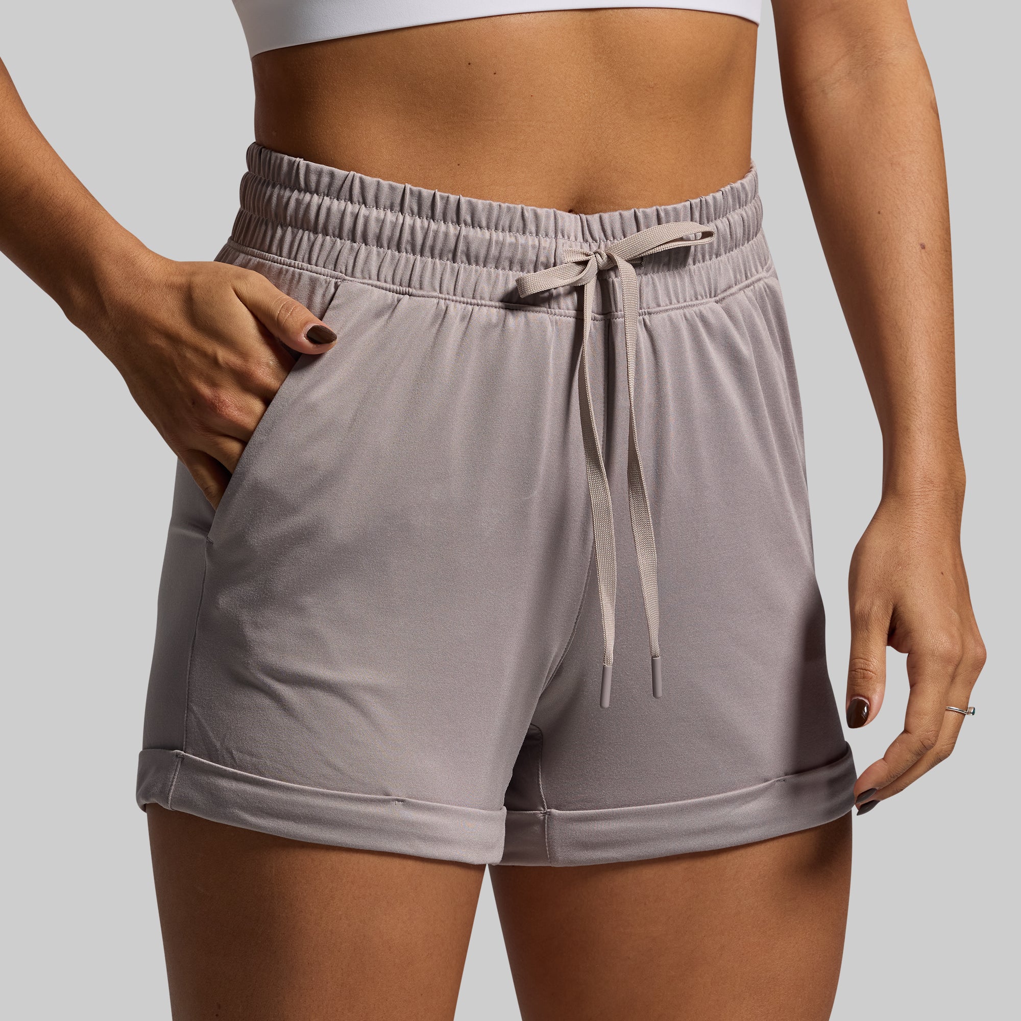 Women's Lounge Shorts 2.0 - Soft Comfortable Casual Shorts for Women (Stone Color) - Perfect for Yoga, Home Wear & Relaxing