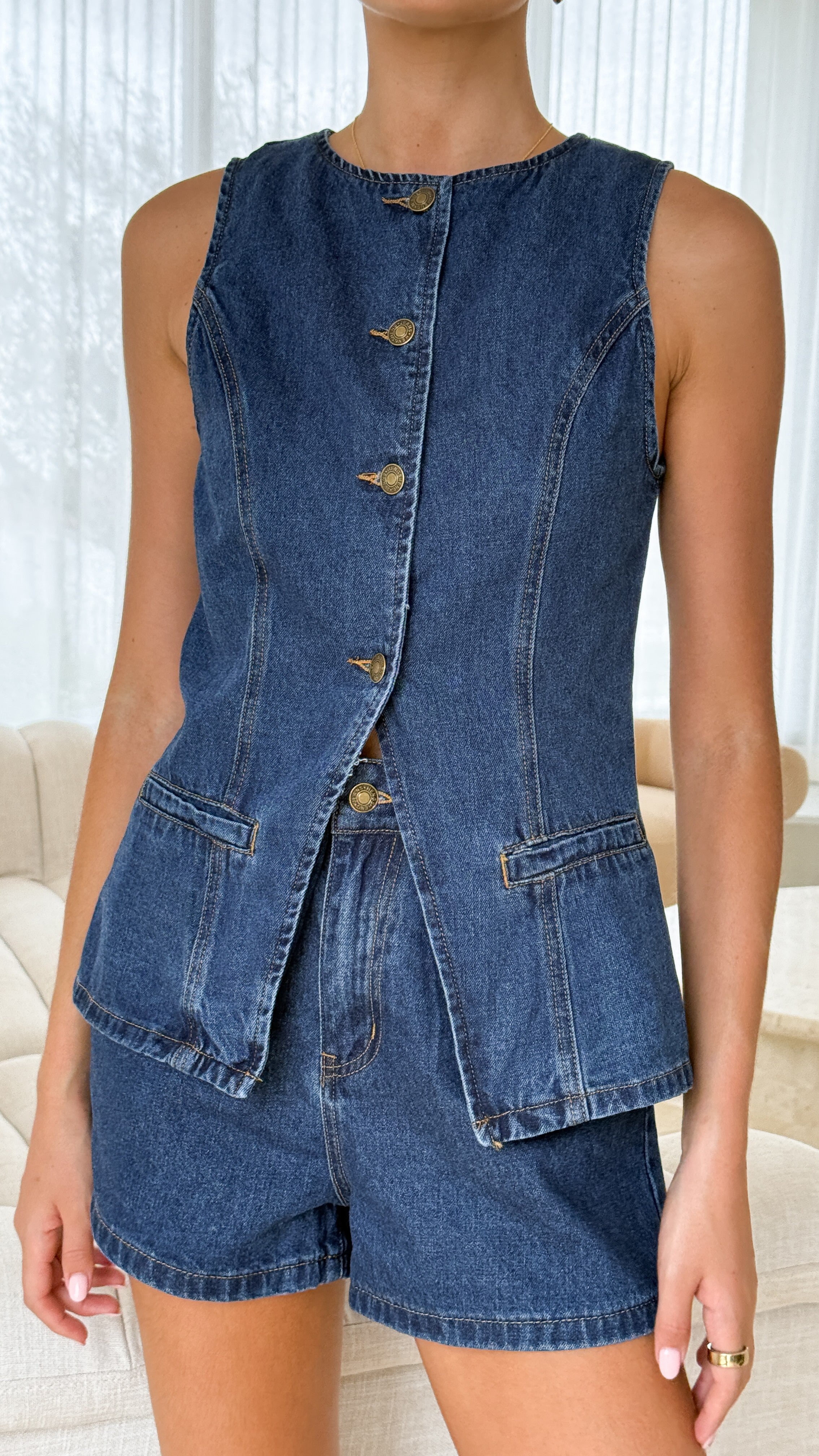 Stylish Cairo Denim Shorts for Women - Dark Mid Wash High Waisted Comfortable Summer Shorts | Perfect for Casual Outings, Beach Trips, and Weekend Wear