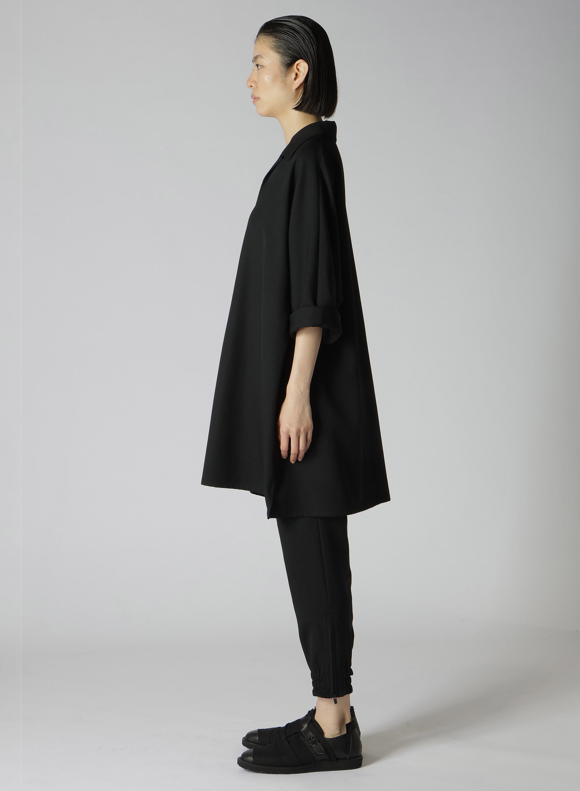 2/60 Wool Gabardine Open Collar Dolman Sleeve Dress for Women | Elegant Office & Party Wear | Comfortable & Stylish Outfit