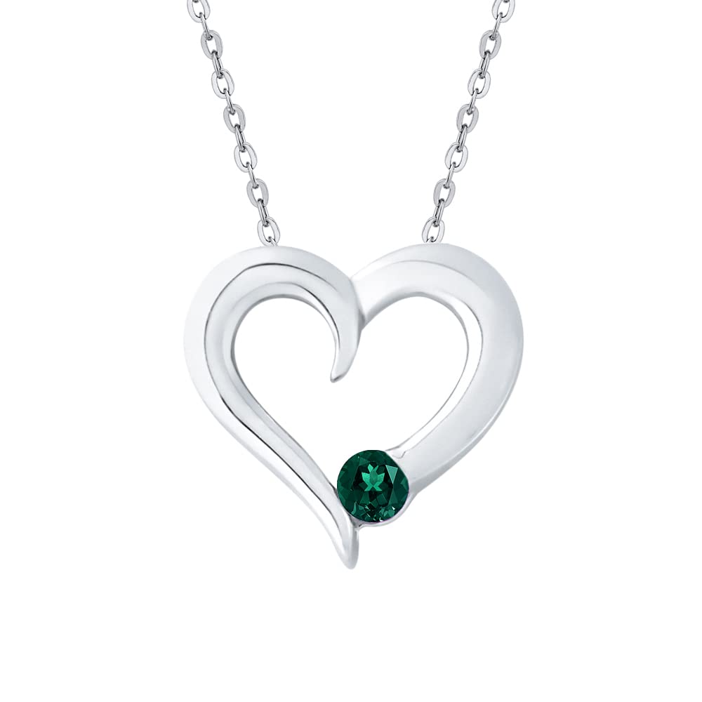 KATARINA Sterling Silver Gemstone Heart Necklace (1/6 cttw) - Perfect Gift for Valentine's Day, Anniversary & Romantic Occasions