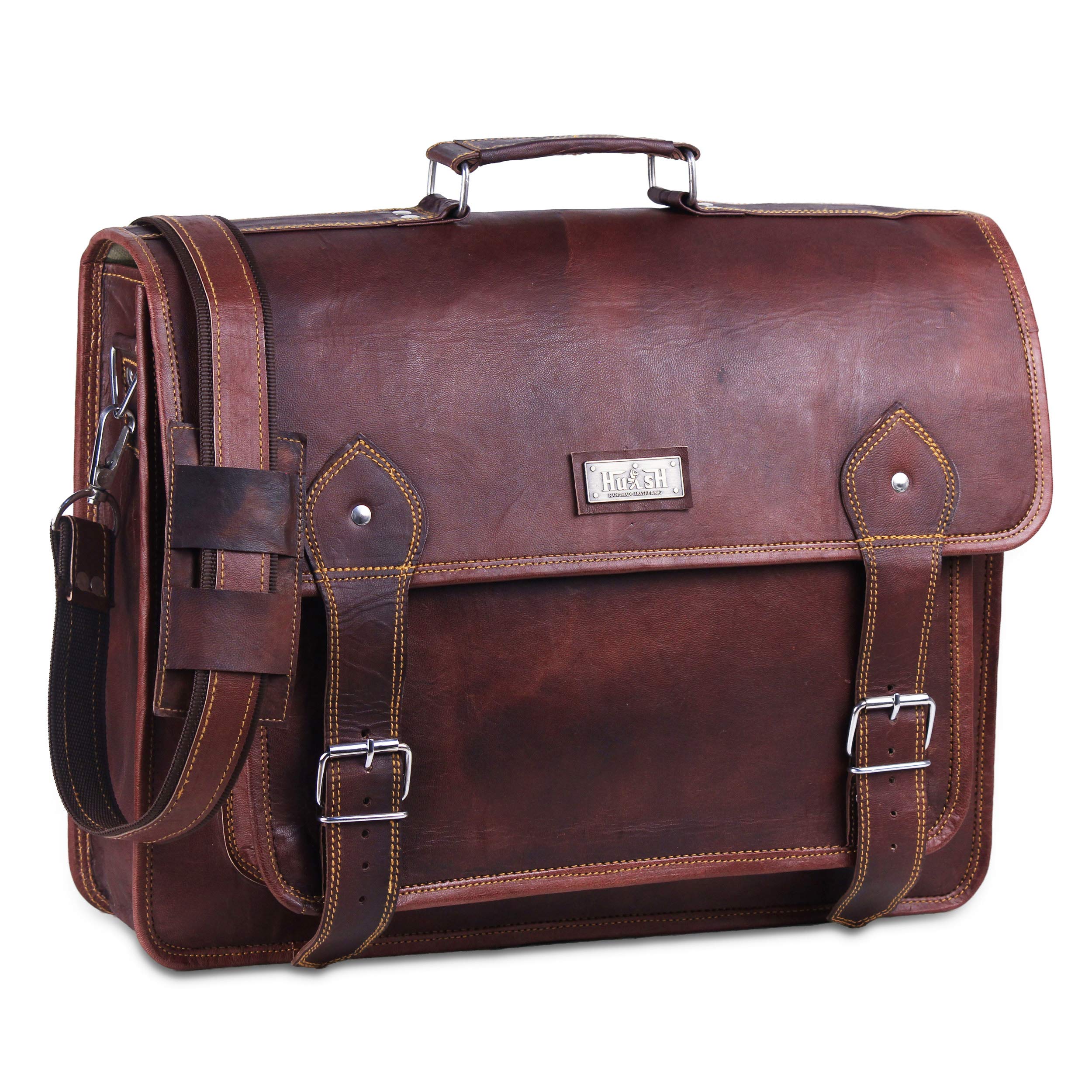 Vintage Handmade Genuine Leather Messenger Bag for 18 Inch Laptop - Spacious Work Briefcase & Stylish Travel Satchel | Perfect for Business Professionals, College Students & Daily Commuters