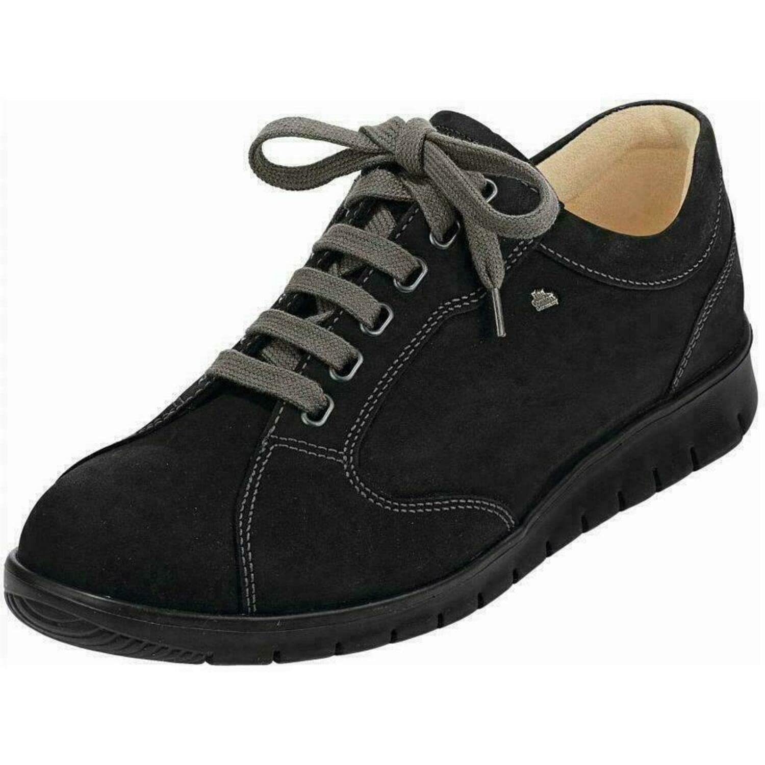 Finn Comfort Men's Chennai Leather Sneakers - Black Cork Footbed, Comfortable Walking Shoes for Travel & Casual Wear