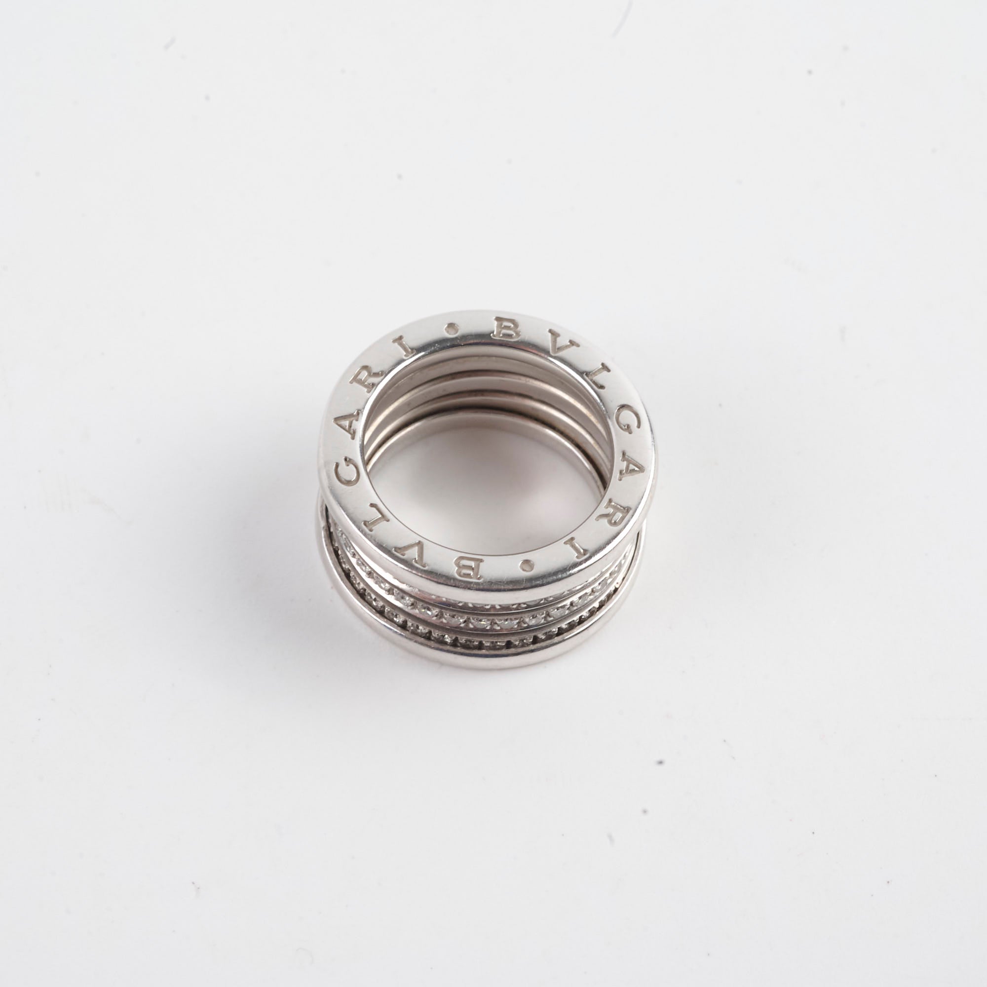 Bvlgari B Zero 1 18K White Gold Diamond Ring - Size 53 (US 6.5) for Women - Luxury Wedding, Engagement & Anniversary Jewelry Gift