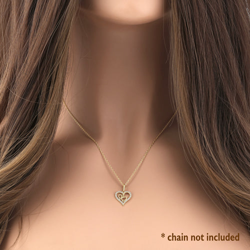 14K Solid Yellow Gold True Love CZ Pendant Necklace - Elegant Gift for Anniversary, Valentine's Day & Special Occasions