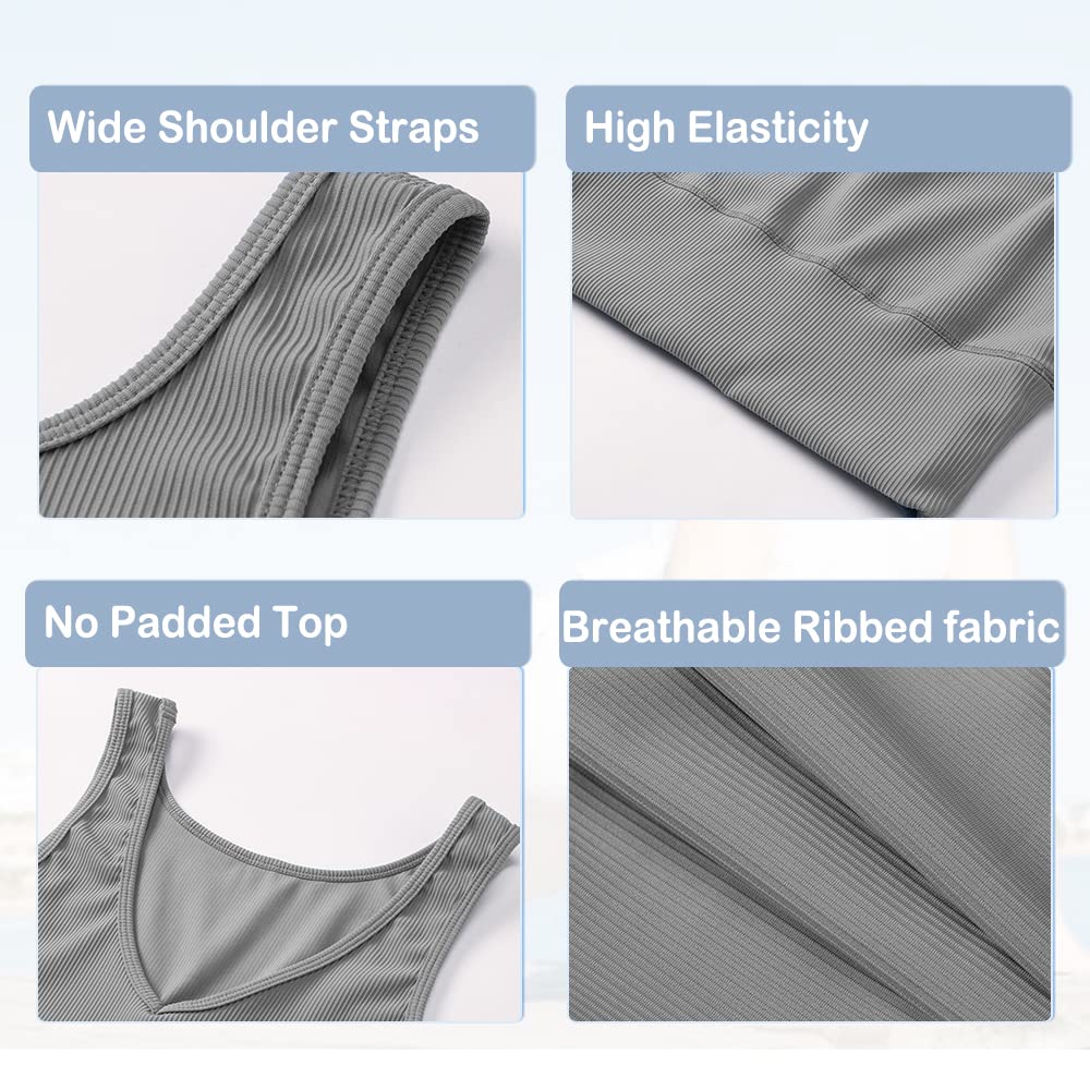Women's Reversible Ribbed Workout Crop Tank Tops - Sleeveless Yoga Tops for Summer - Perfect for Gym, Running, Pilates & Casual Wear